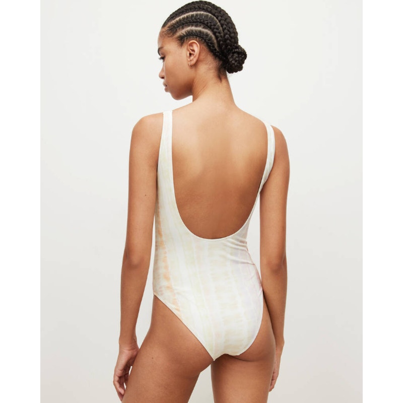ALLSAINTS Women's Niki Marea Swimsuit One Piece Large Rainbow Pastel NWT