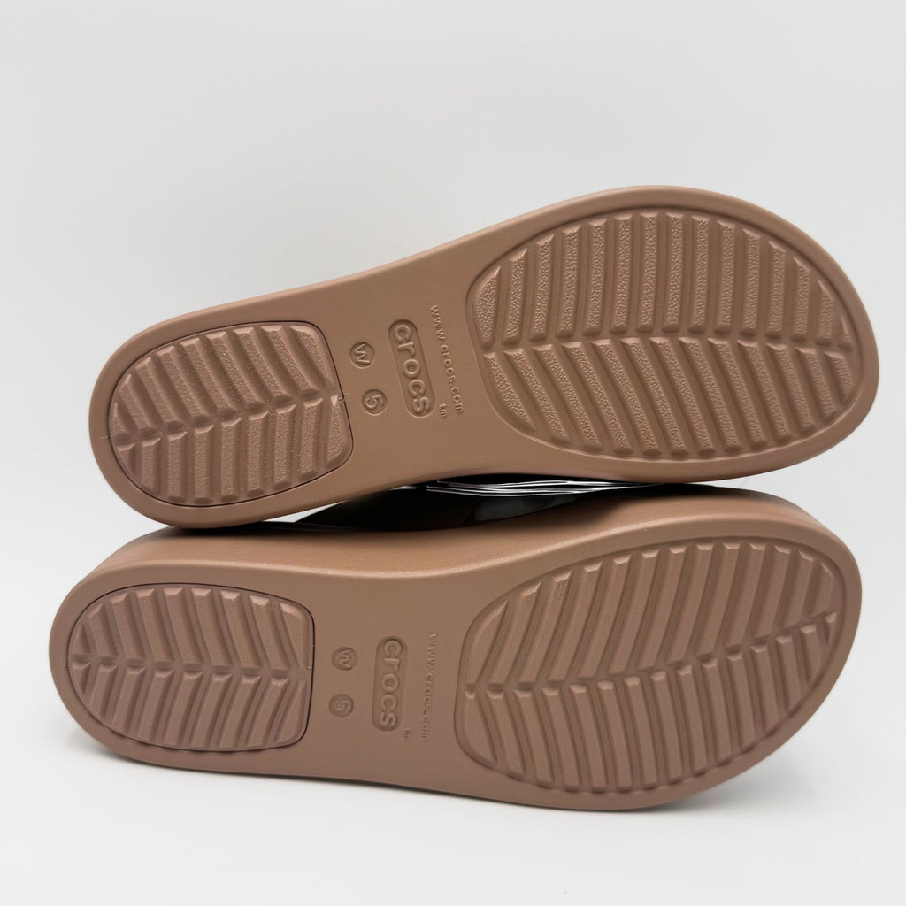 Crocs Womens Brooklyn Buckle Low Wedge Sandals Size 5 EU 34-35 Latte Brown NWT
