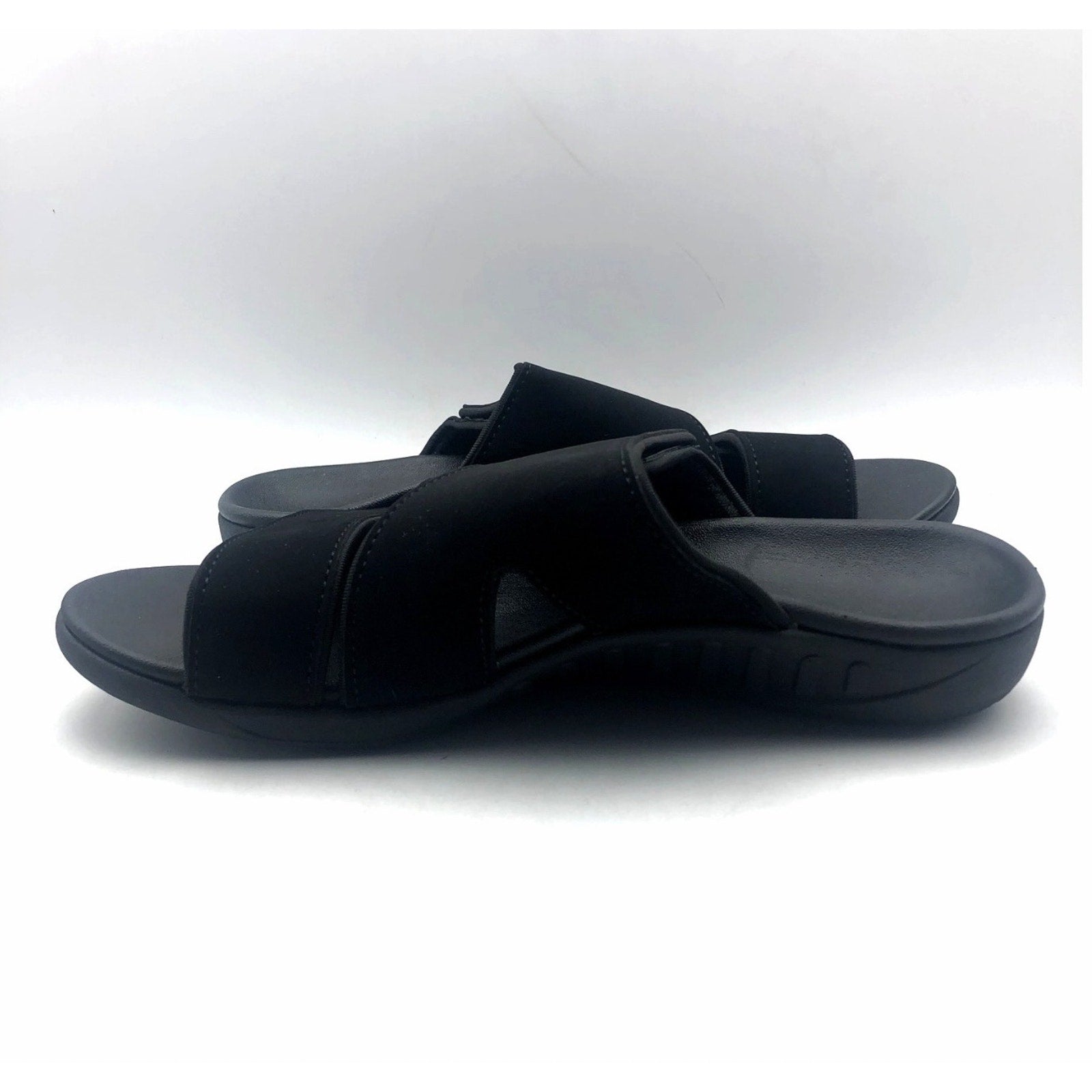 Spenco Womens KHOLO NUEVO Comfort Slide Sandals Size 7.5 WIDE Black NWT