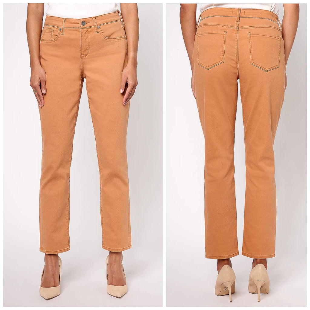 NYDJ Womens Margot Girlfriend Jeans Size 6 PETITE Rust Brown Straight Leg NWT