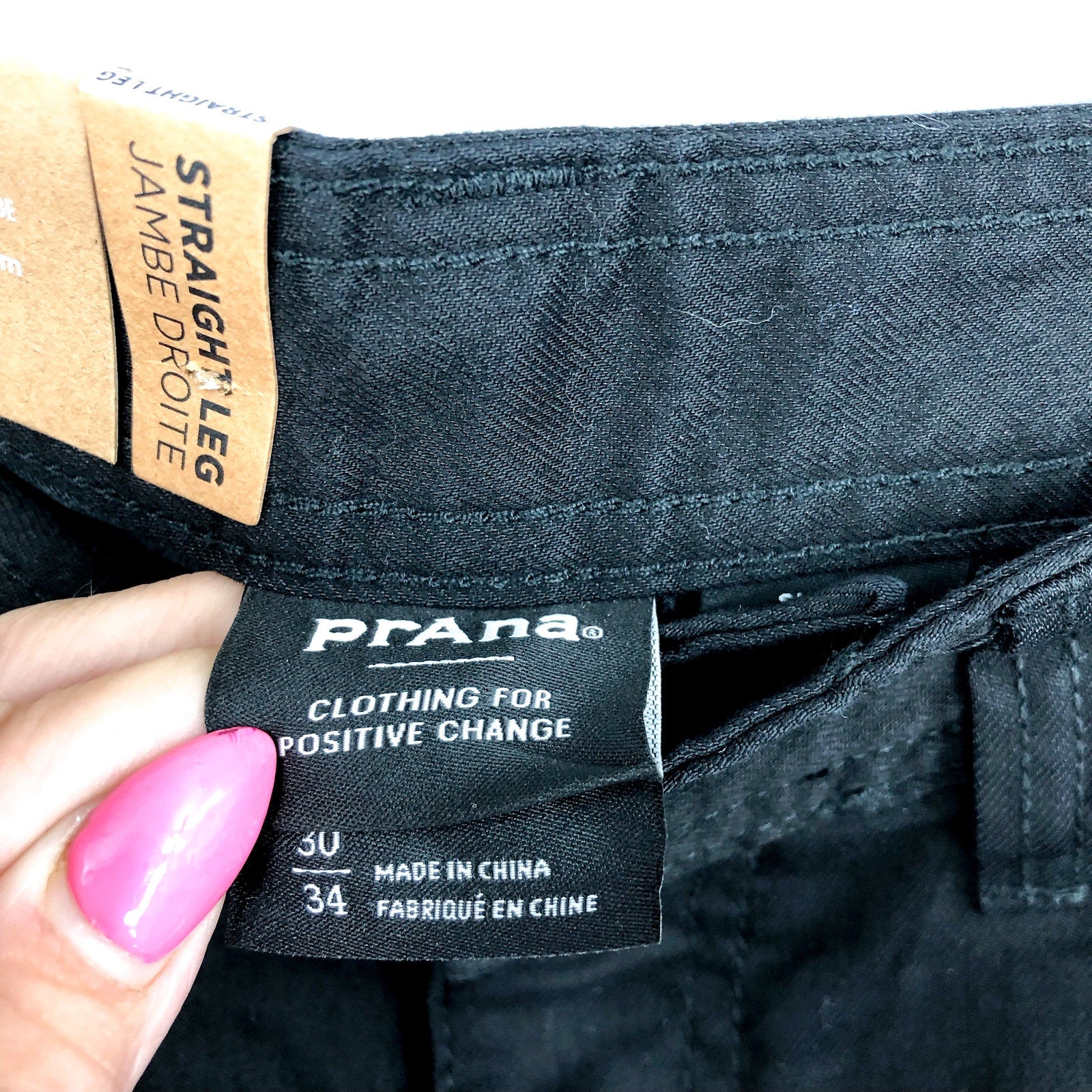 PRANA Men's Bridger Jeans 30x34 Black Out Straight Leg Slim Fit NWT