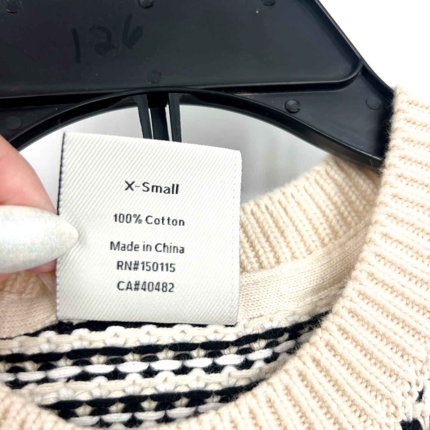 VARLEY Womens Knowles Textured Knit Vest Top XS Birch Cream Black Stitch NWOT