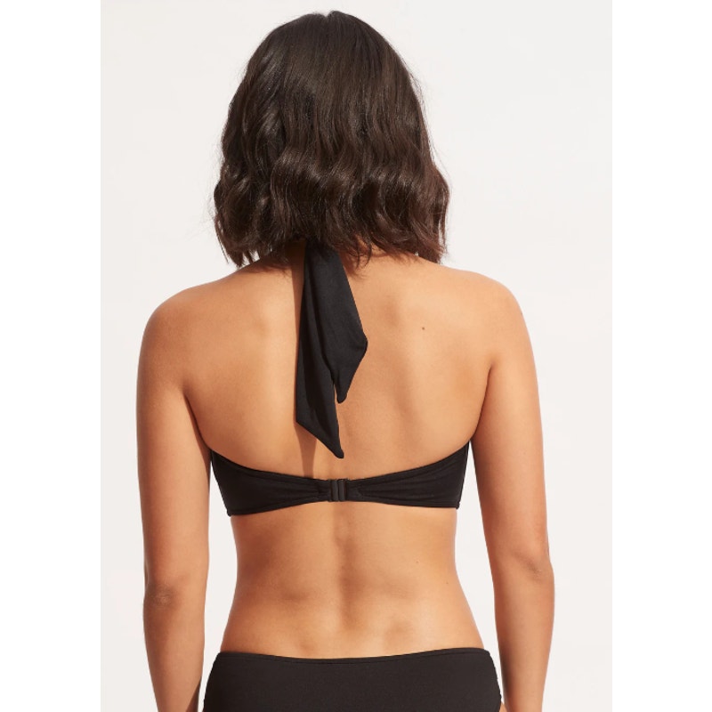 SEAFOLLY Women's Bikini Set Size 2 Black Halter Bandeau & Twist Band Hipster NWT