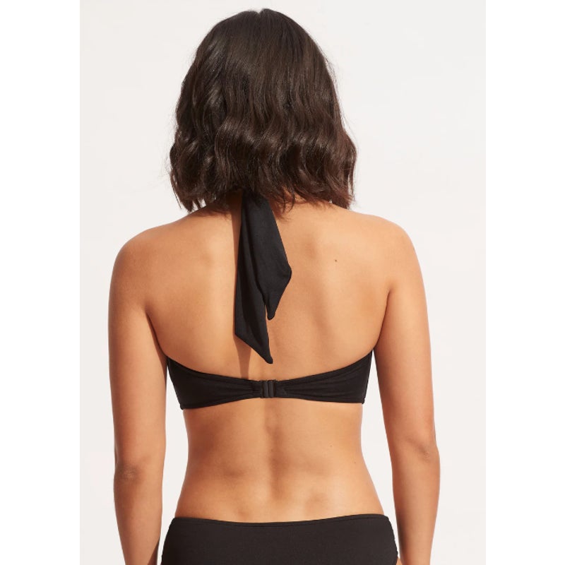 SEAFOLLY Women's Bikini Set Size 2 Black Halter Bandeau & Twist Band Hipster NWT