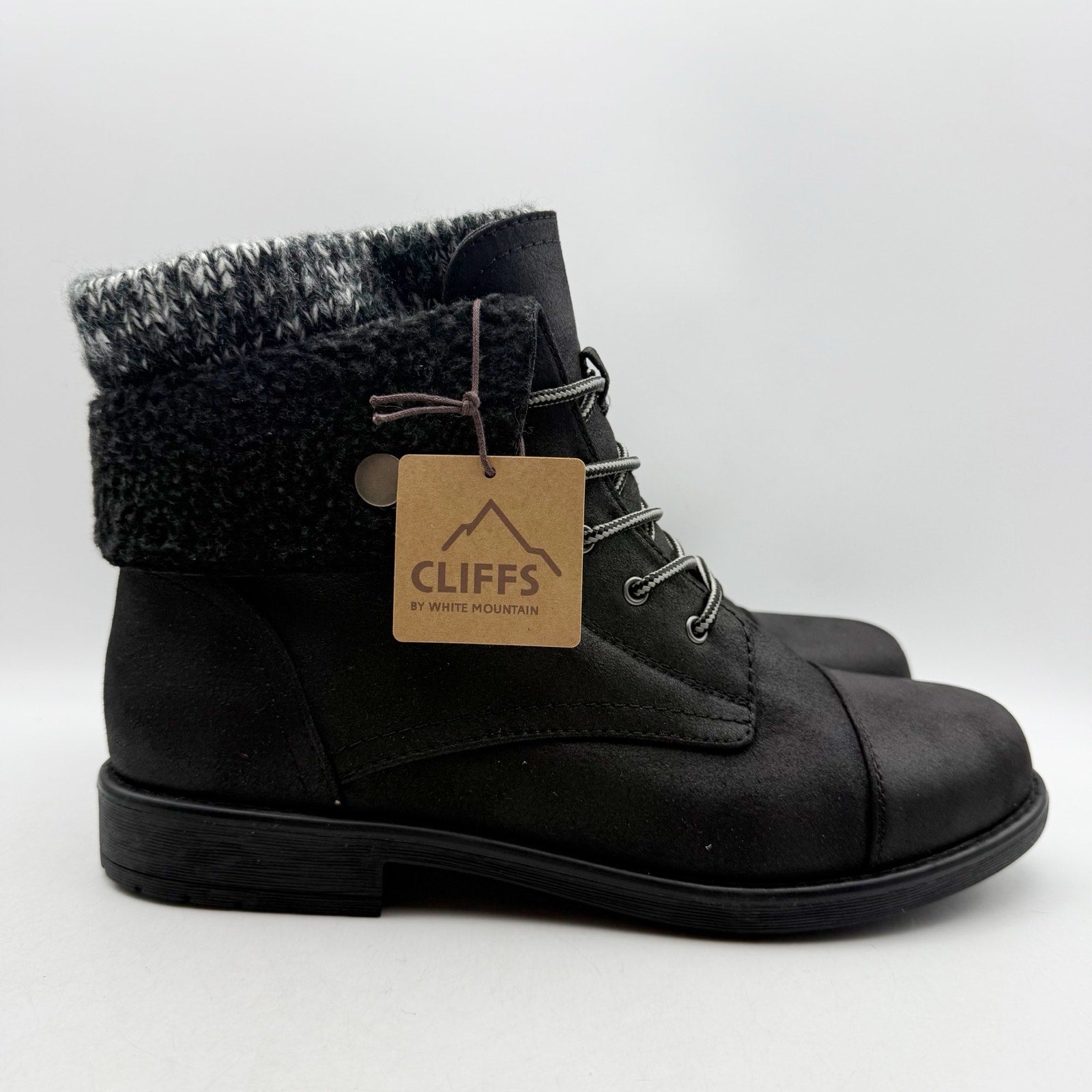 Cliffs by White Mountain Womens Duena Ankle Booties US 11 Wide Black Knit NWT