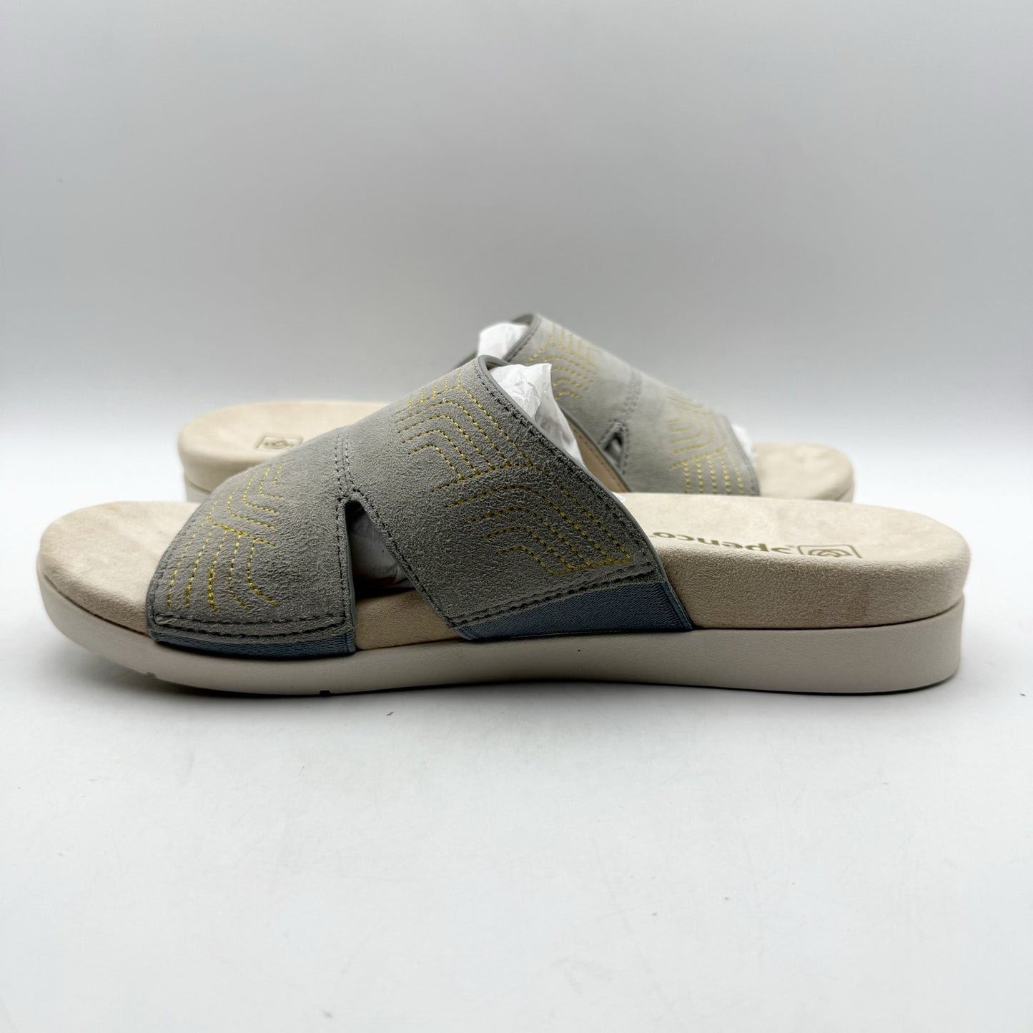 Spenco Womens Twilight Ellie Slide Sandals US 8.5 D EU 39 Grey Leather NIB