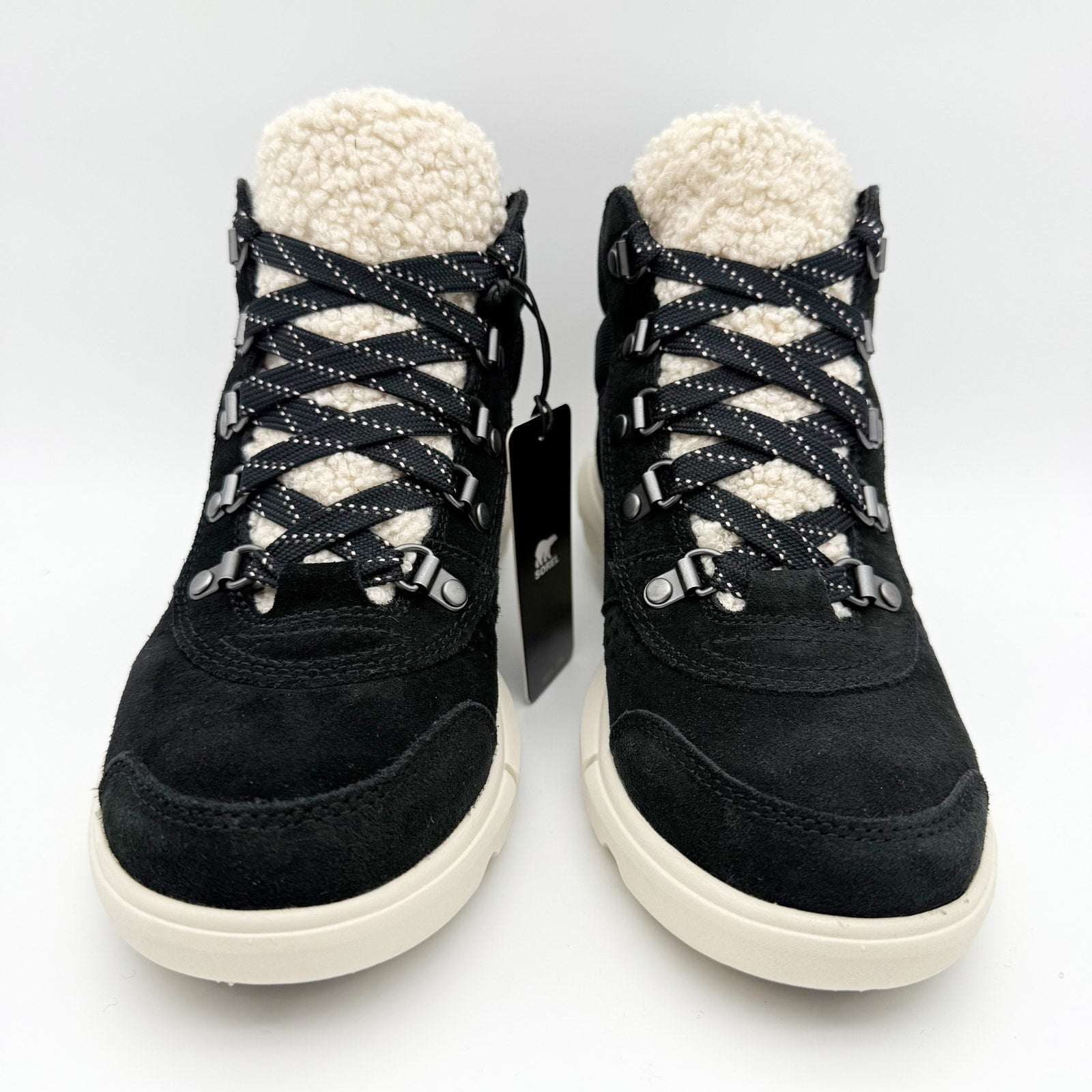 Sorel Women Explorer Next Hiker Bootie US 7 Black Suede Waterproof Insulated NIB