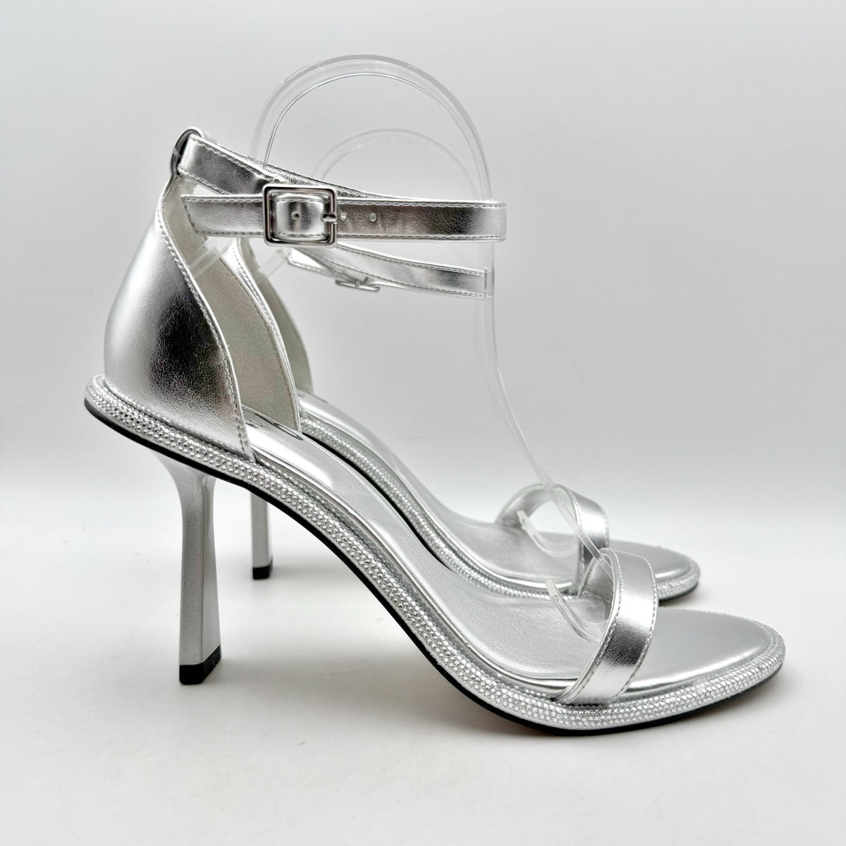 Mix No. 6 Womens Boniti Heeled Sandals Size 8.5 Wide EU 38.5 Silver NWOB