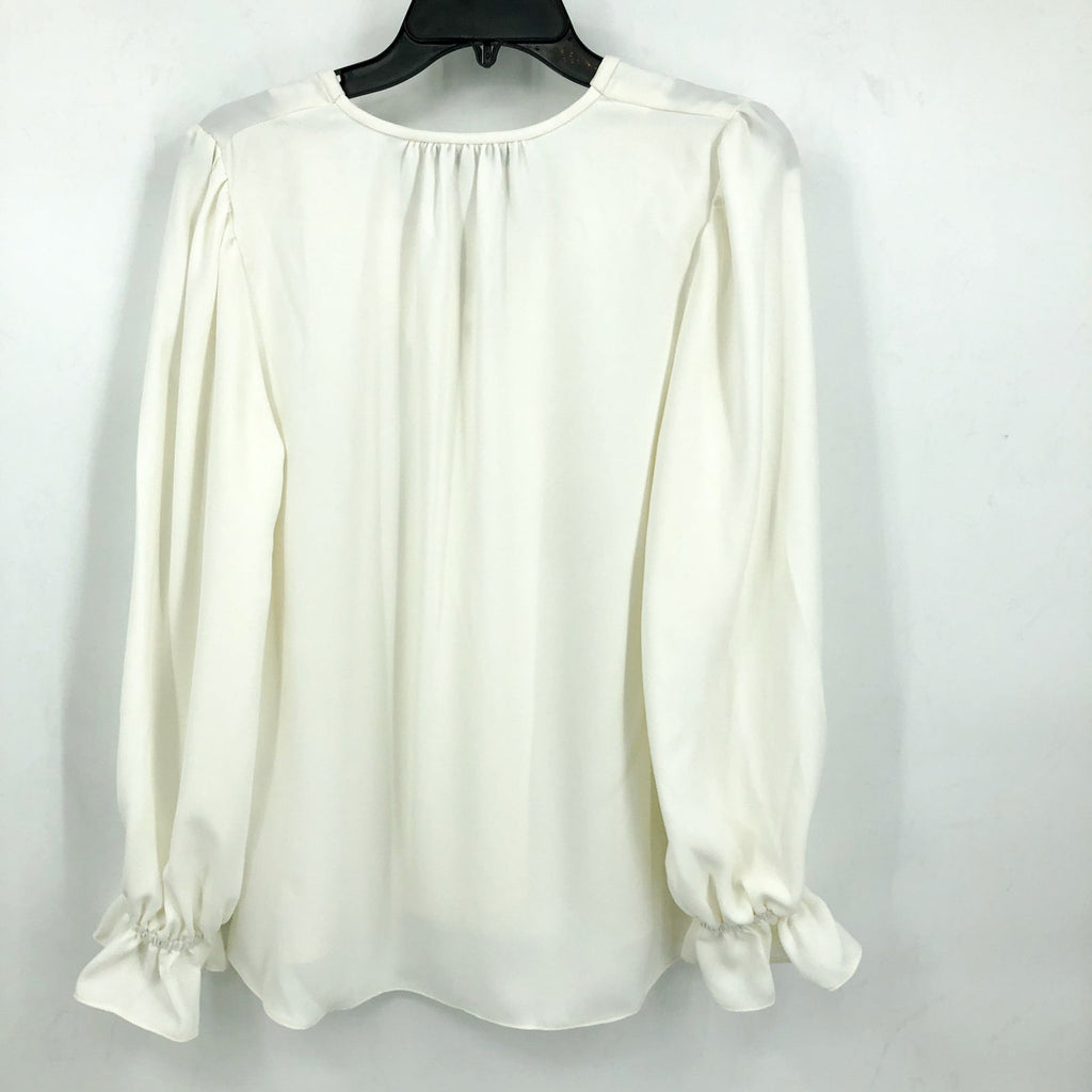 TRINA TURK Women's Zahara Lace Up Top Medium White Whitewash Balloon Sleeve NWT