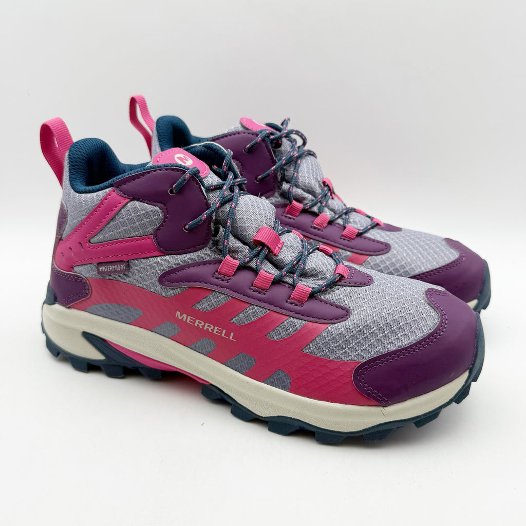 Merrell Big Kids Moab Speed 2 Mid Hiking Shoes US 7 M Pink Purple Waterproof NIB