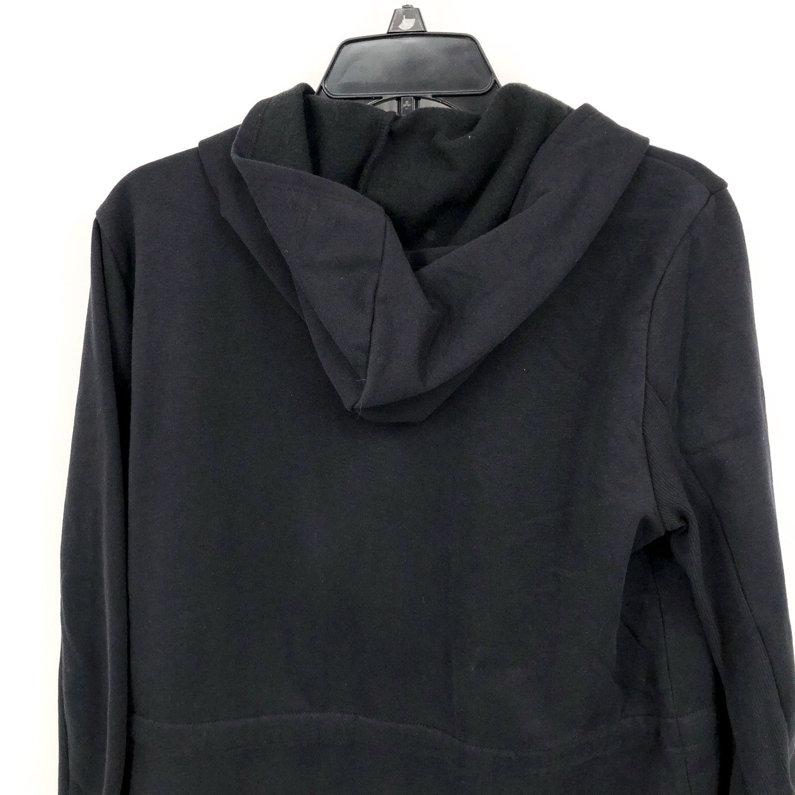 Beyond Yoga Womens Luxe Fleece Hooded Jacket Medium Black Open Front NWT