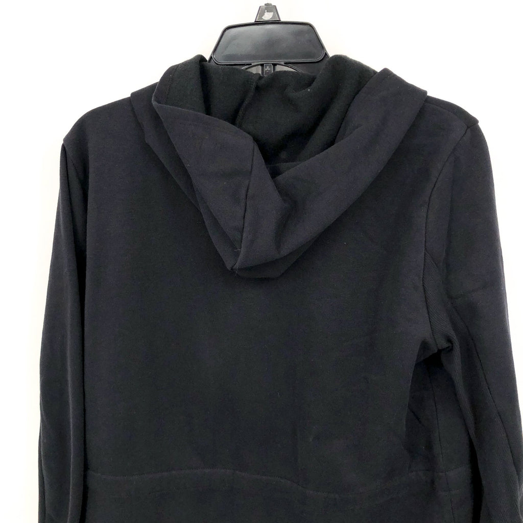 Beyond Yoga Womens Luxe Fleece Hooded Jacket Medium Black Open Front NWT