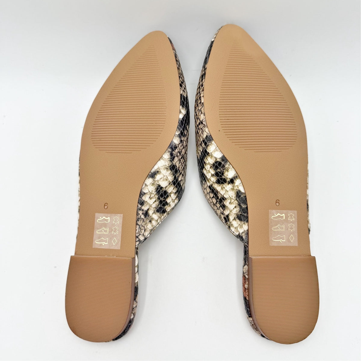 Madewell Womens Remi Mules Size 6 M Brown Leather Snake Print Slide Flats NIB