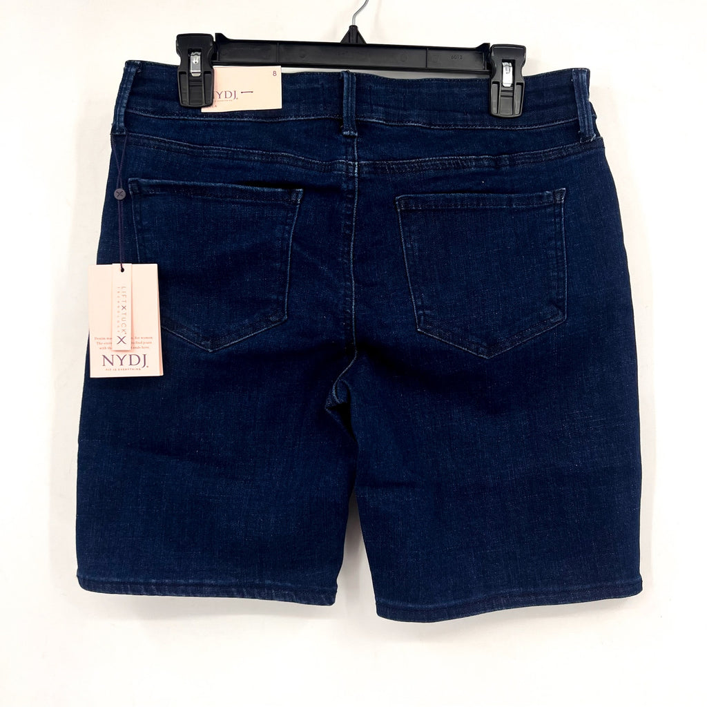 NYDJ Womens Ella Denim Shorts Size 8 Dark Blue Arise 8" Inseam NWT
