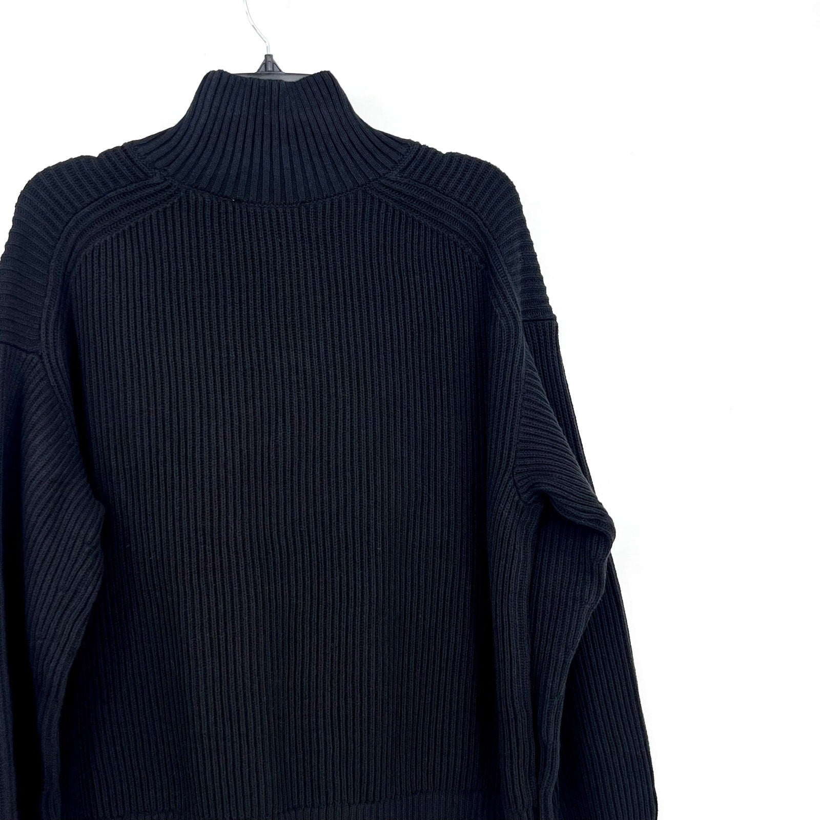 EVERLANE Women's The Organic Cotton Ribbed Turtleneck Sweater Large Black NWT
