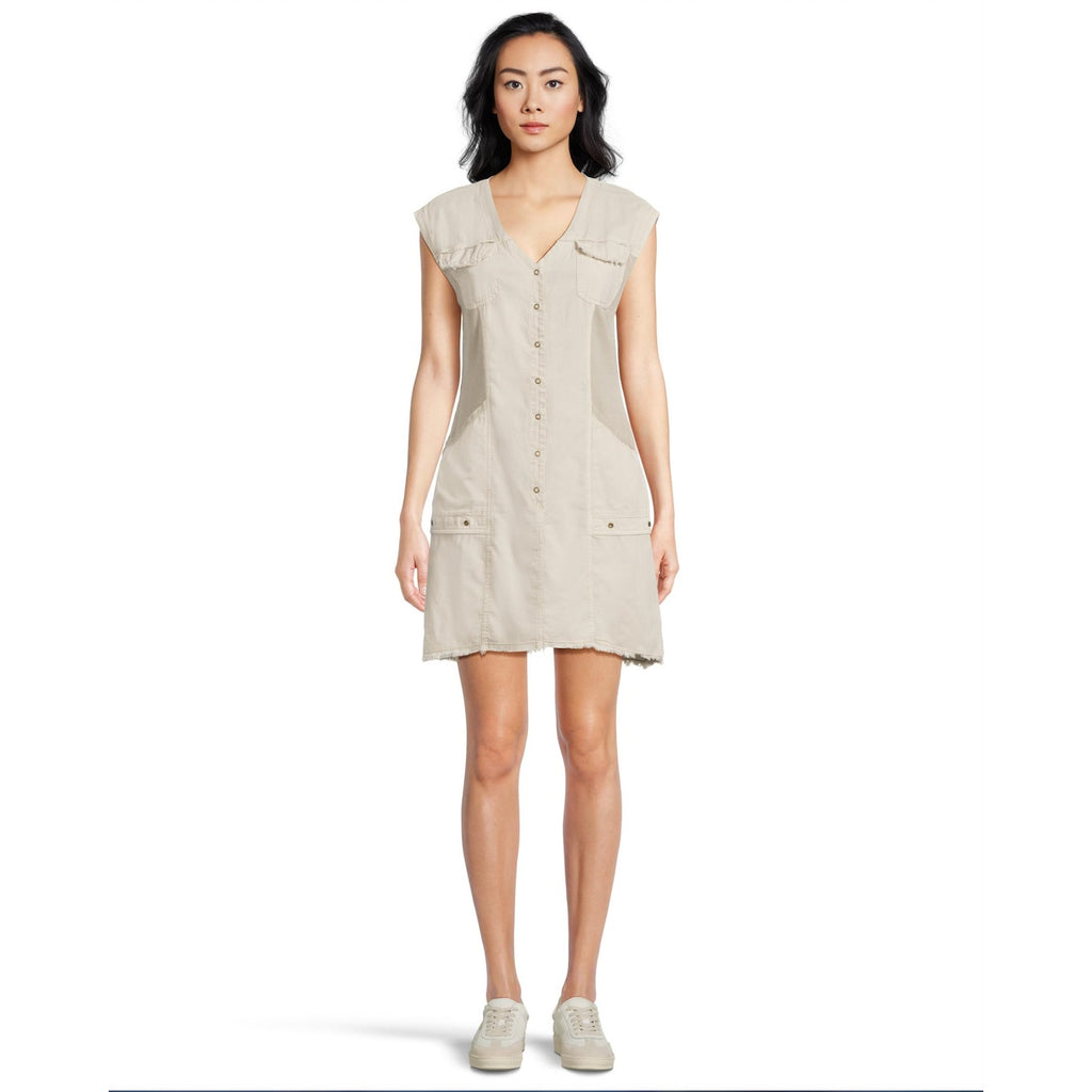 XCVI WEARABLES Austen Linen Mini Shirt Dress Large Grey Pigment Cotton Linen NWT