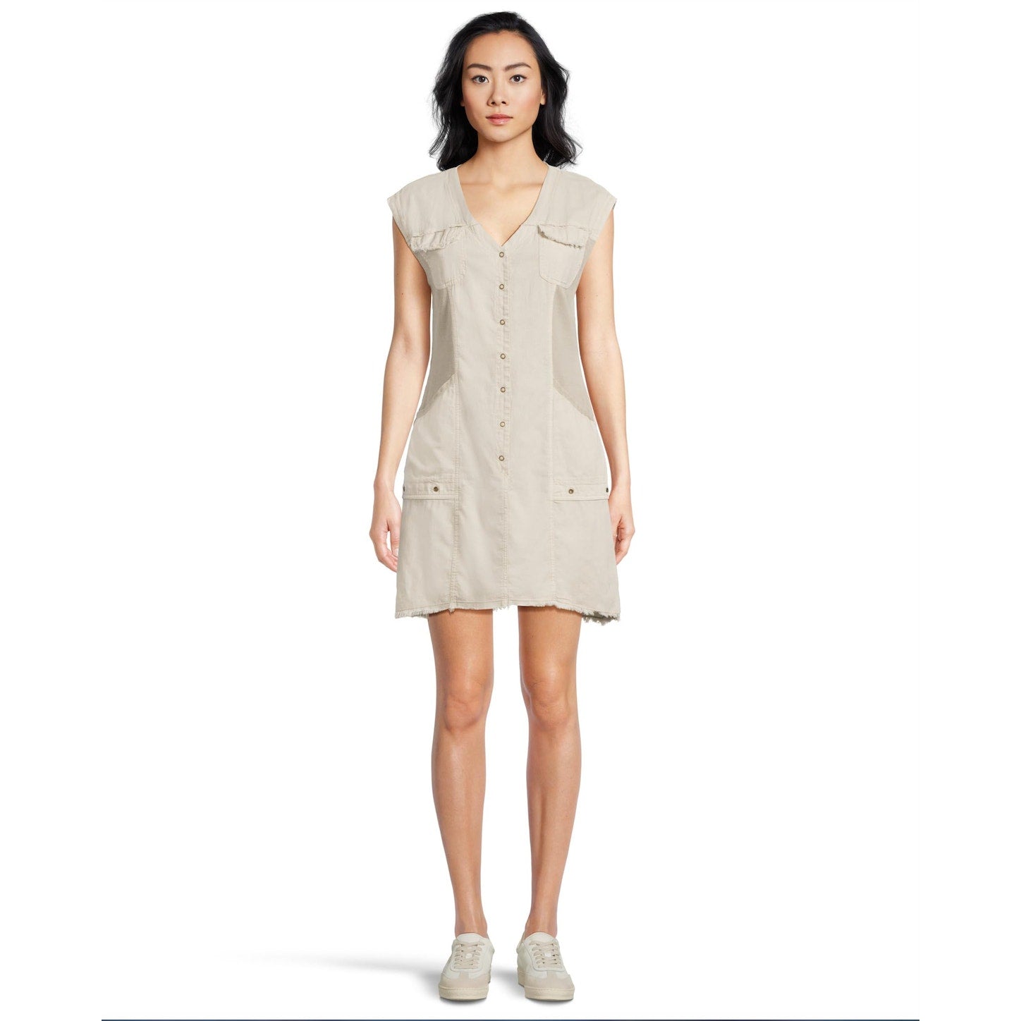 XCVI WEARABLES Austen Linen Mini Shirt Dress Large Grey Pigment Cotton Linen NWT