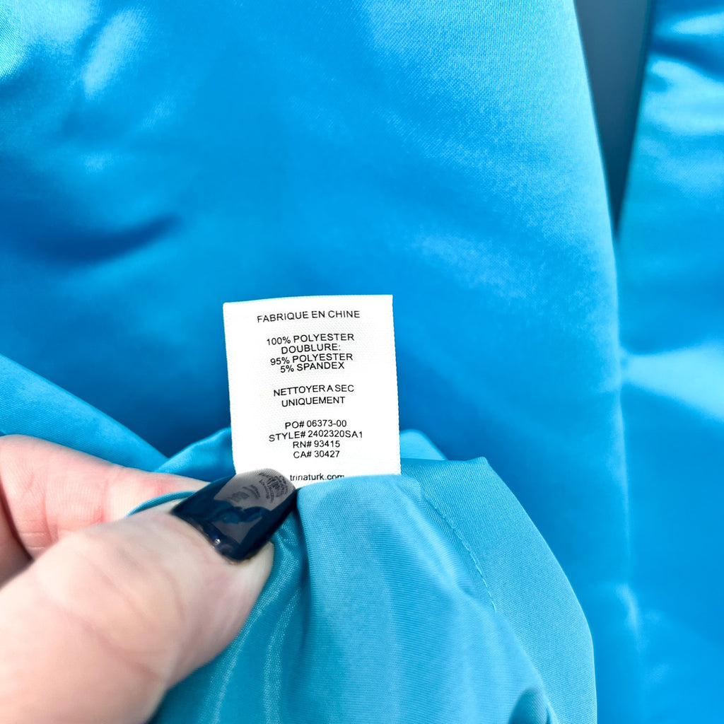 Trina Turk Womens Priscilla Shift Dress Size 2 Blue Satin Sleeveless NWT