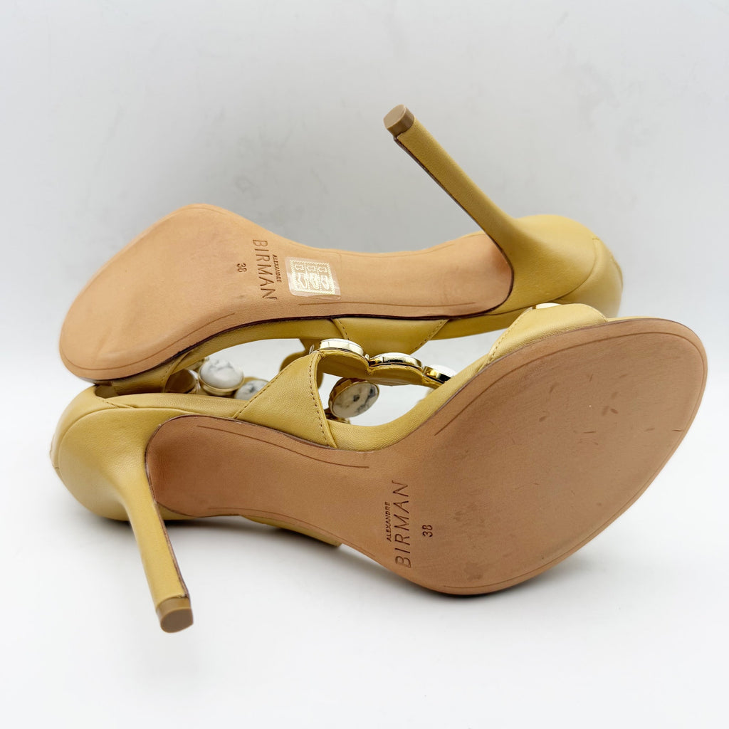 Alexandre Birman Womens Rosie 100 Heels EU 38 Tan Stone Strap Stiletto