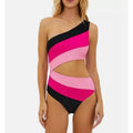BEACH RIOT Women's Joyce One-Piece Swimsuit Small Pink Black One-Shoulder NWT