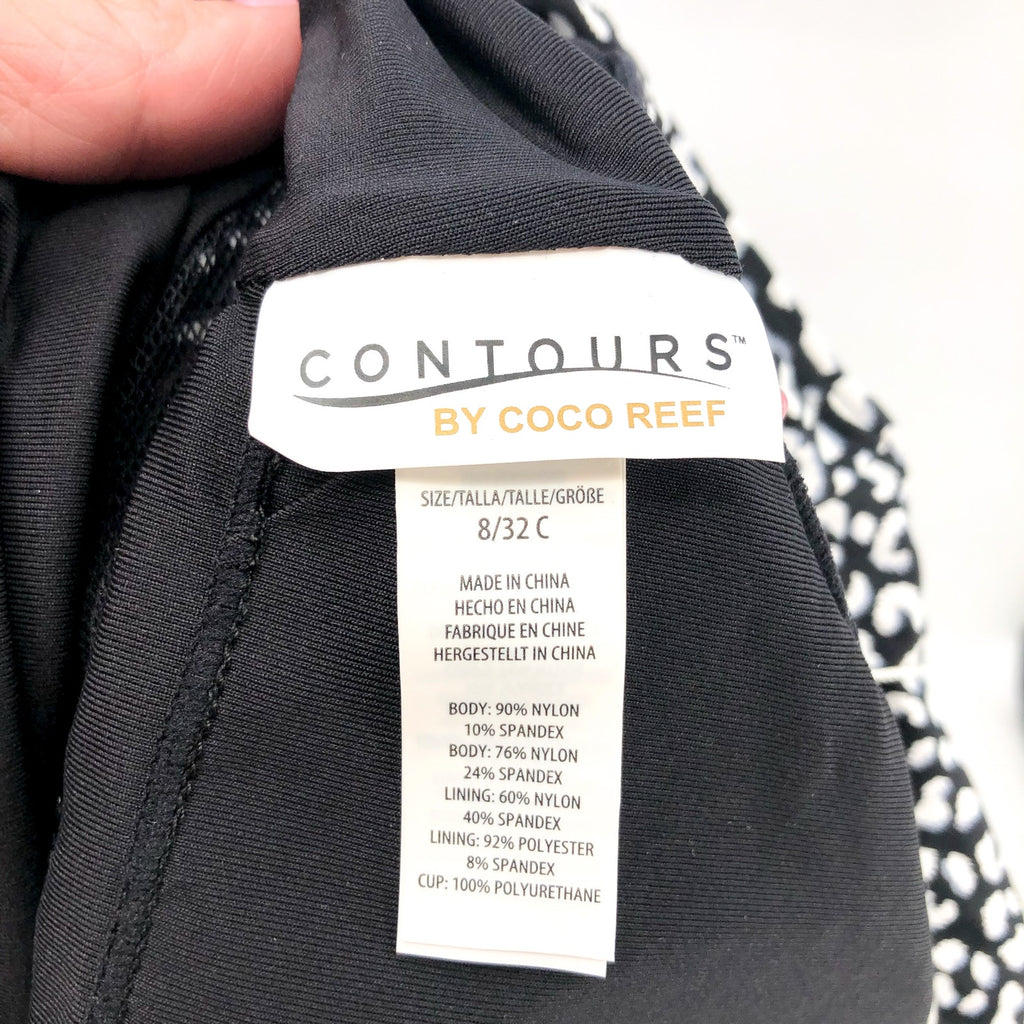 CONTOURS COCO REEF Suraya One-Piece Swimsuit Size 8 32C Black White Cheetah NWT