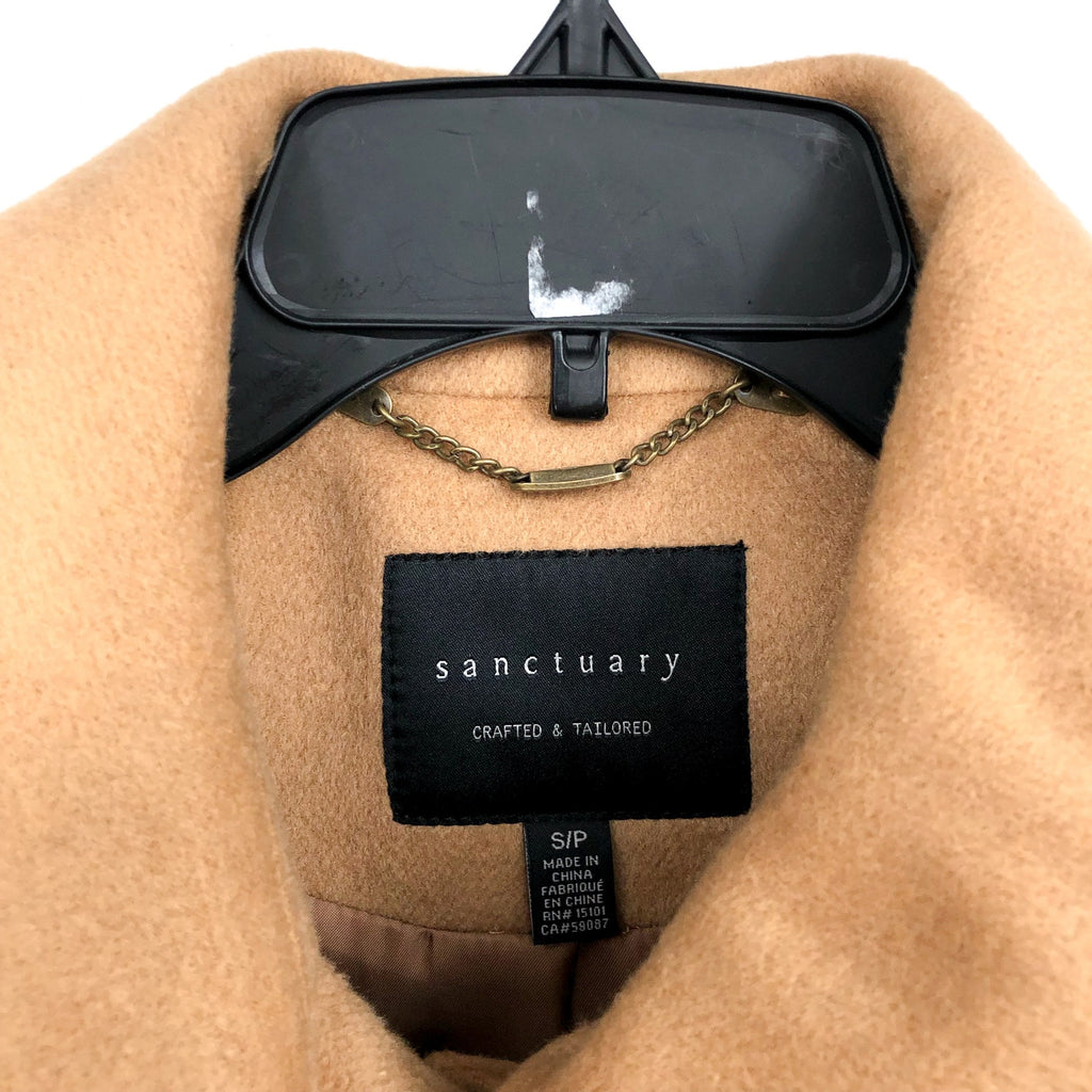 SANCTUARY Womens Fringe Wool Blend Coat Small Tan Camel Wool Blend NWT
