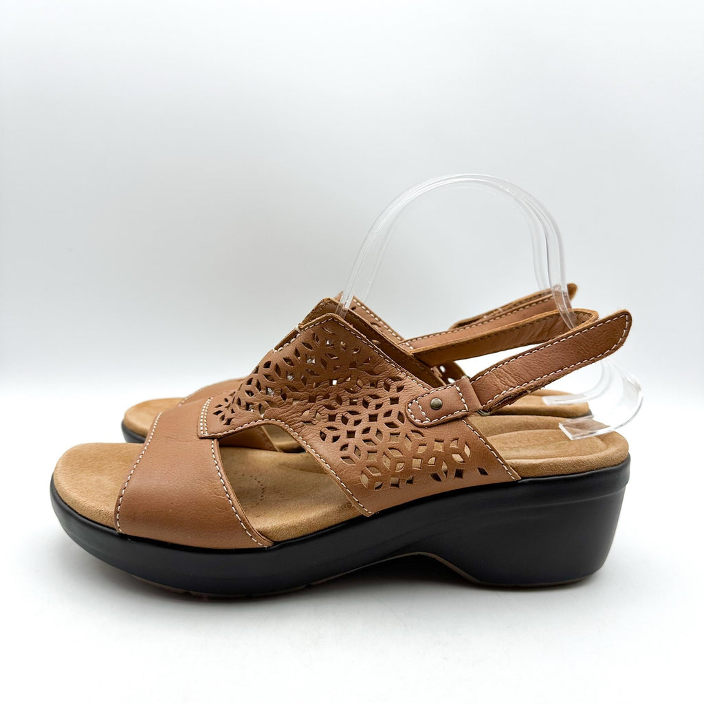CLARKS Womens Tuleah Heeled Sandals Size 9 M EU 40 Tan Leather NWOB
