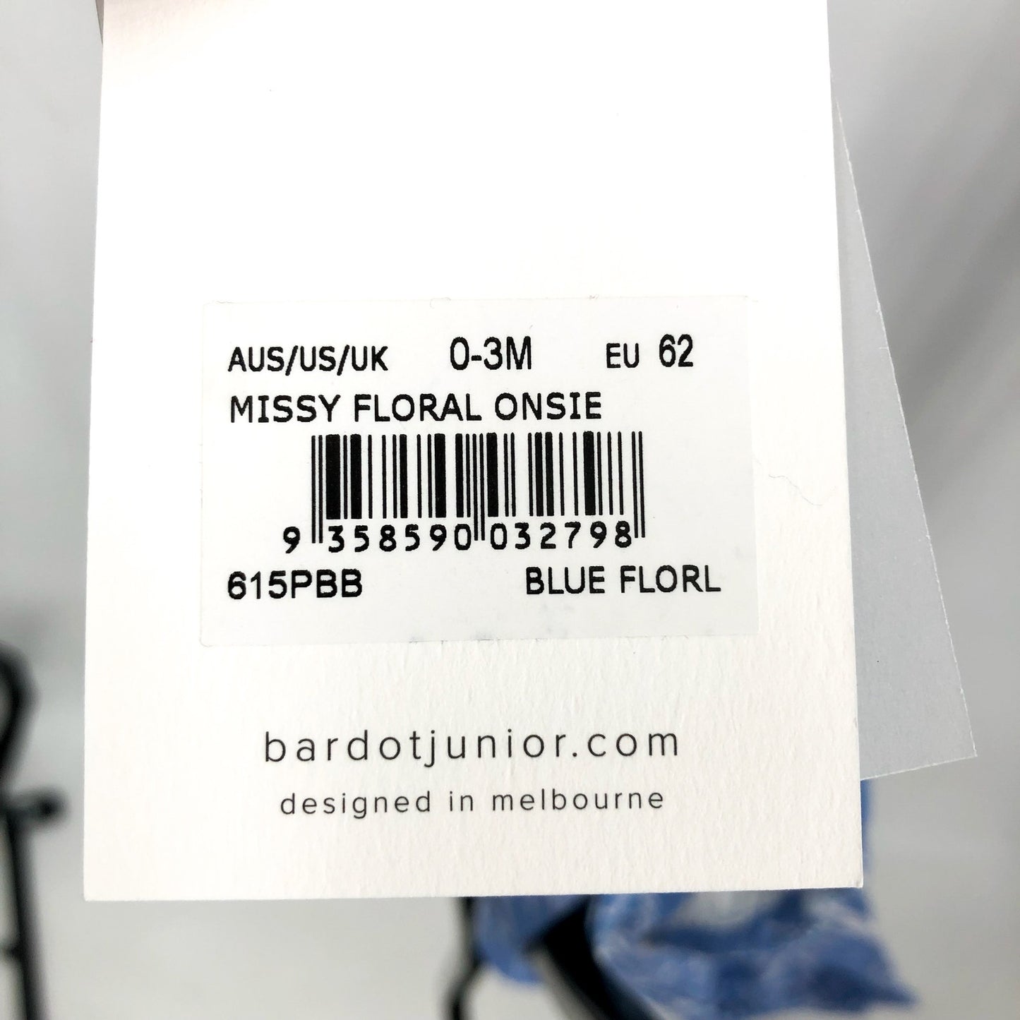 BARDOT Baby Missy Floral One Piece Outfit 0-3 Months Blue Linen