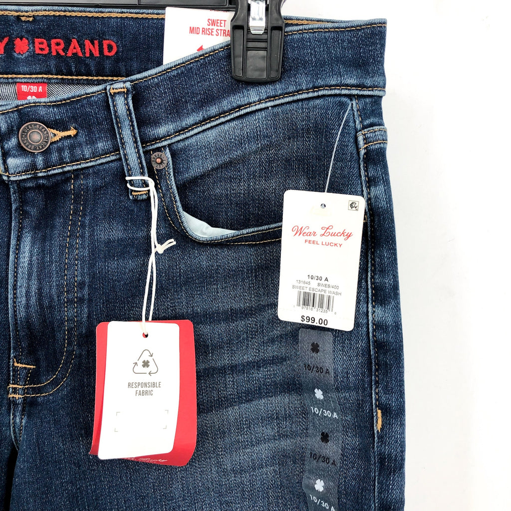 LUCKY BRAND Women's Sweet Straight Jeans Size 10 Sweet Escape Blue Mid Rise NWT