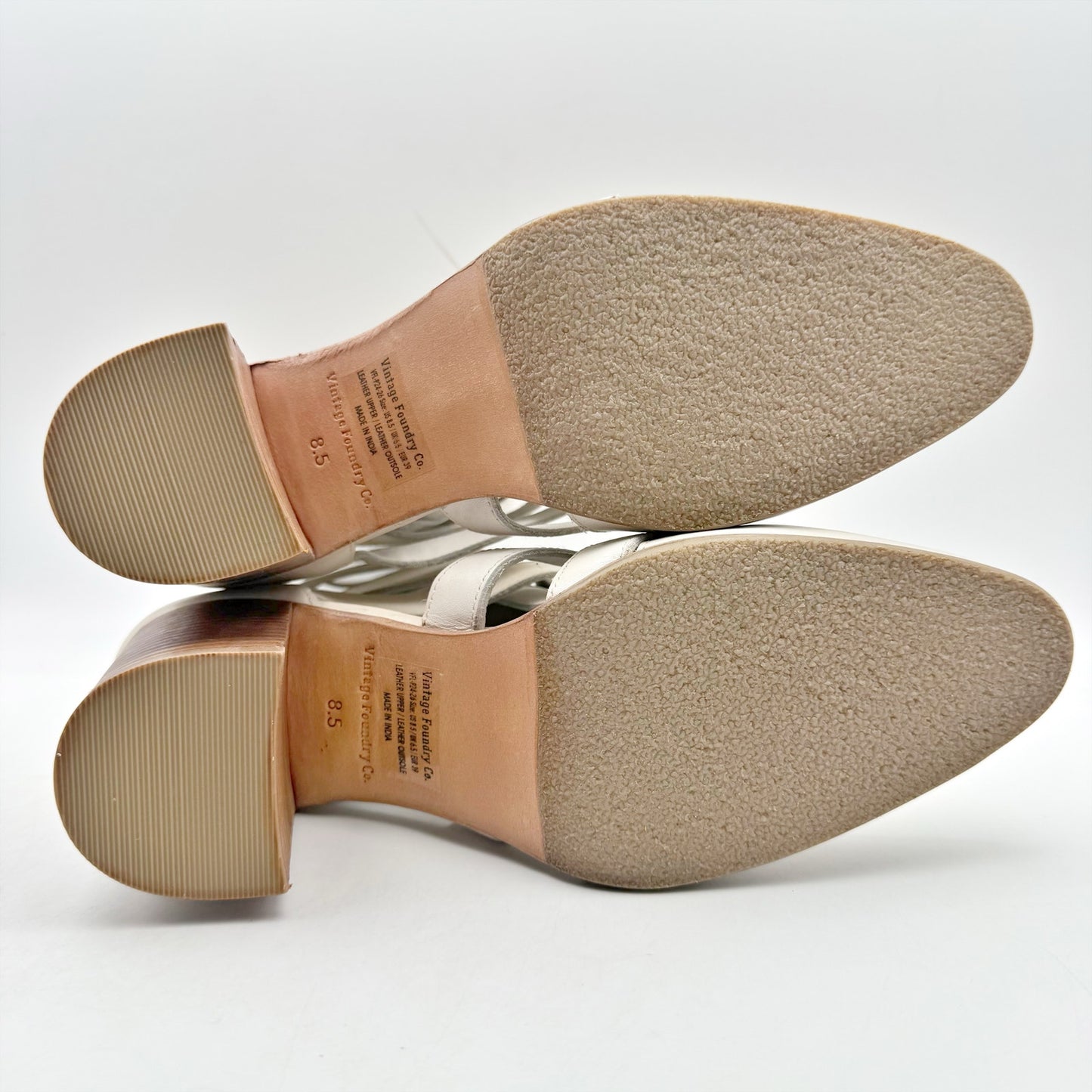 Vintage Foundry Womens Vivi Heel Sandals US 8.5 EU 39 Ivory Leather NWOB