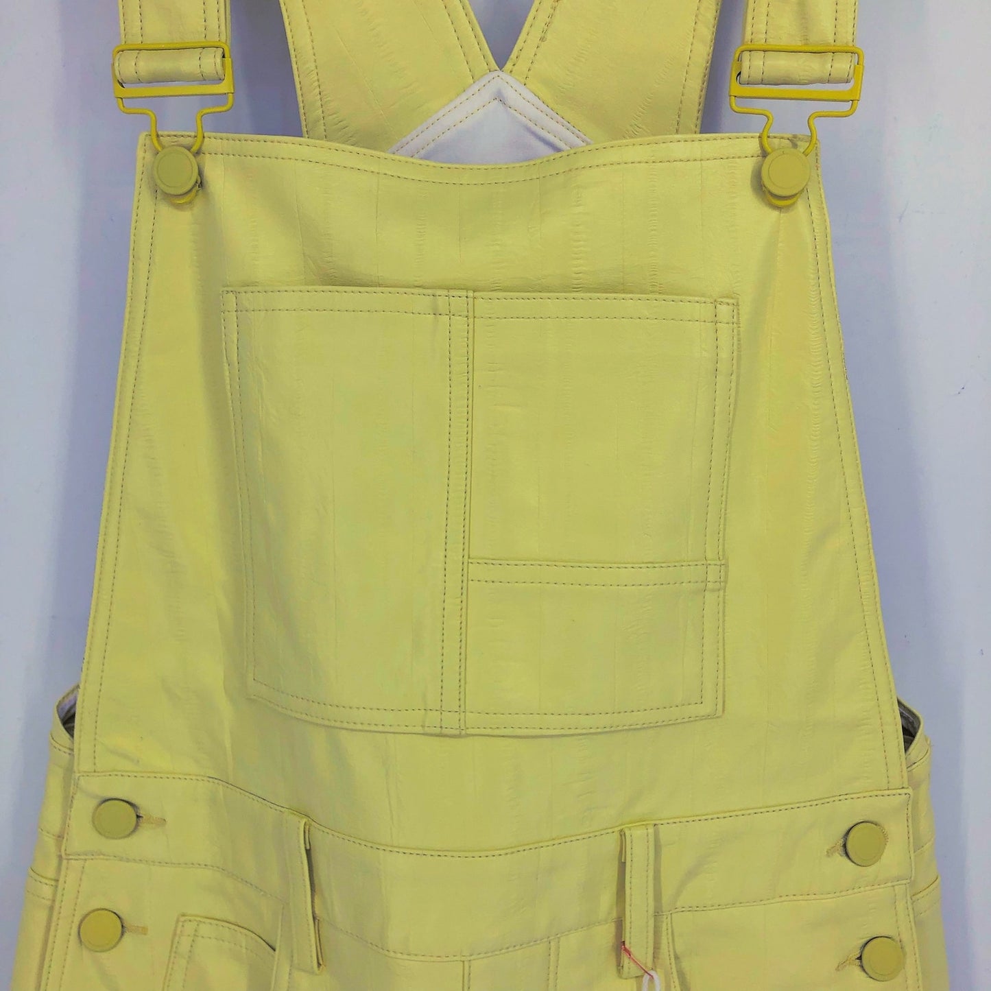 GOOD AMERICAN Better Than Leather Straight Leg Overalls US 6 Key Lime Green NWT