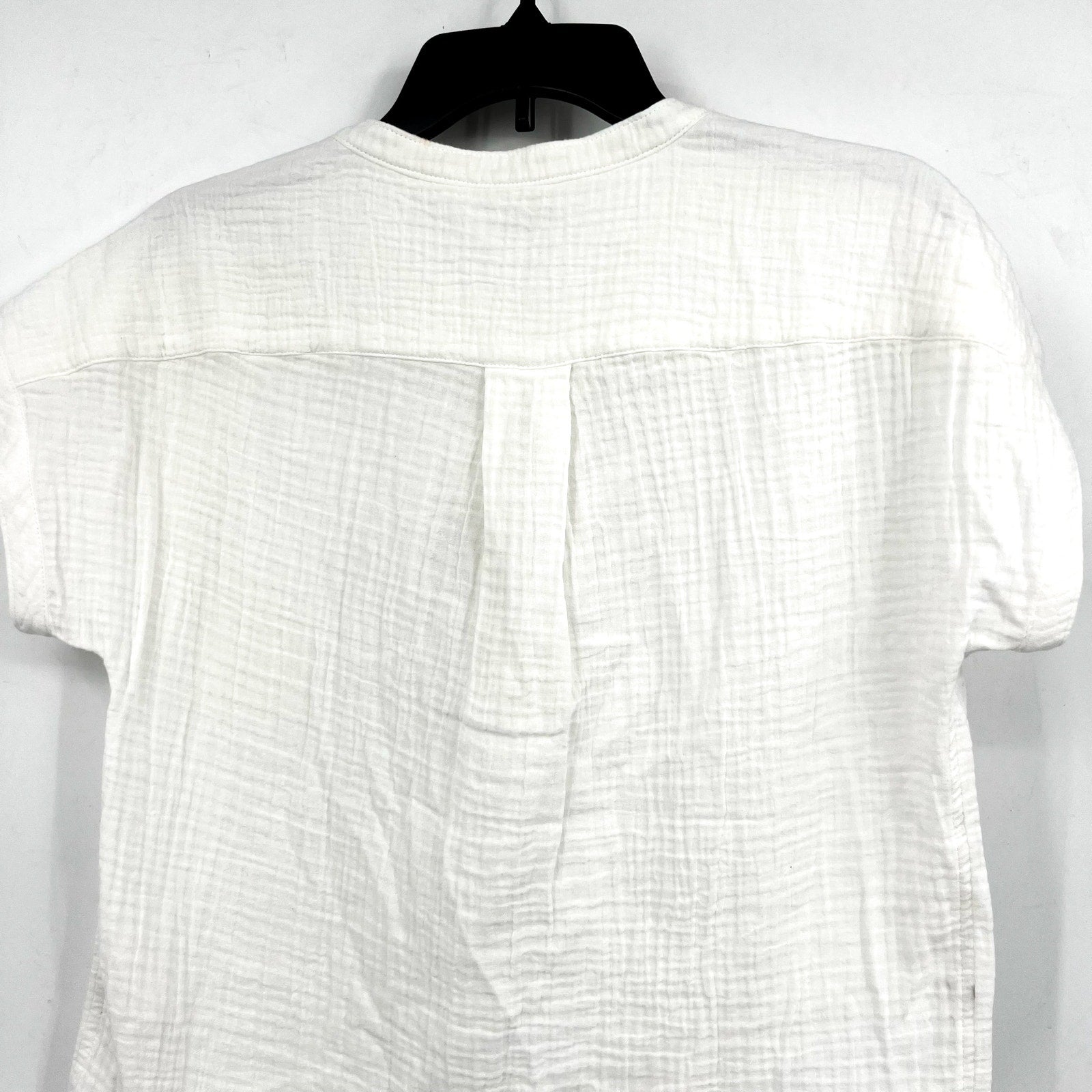 FAHERTY Women's Dune Desmond Top XS White Cotton Gauze Half Placket NWT