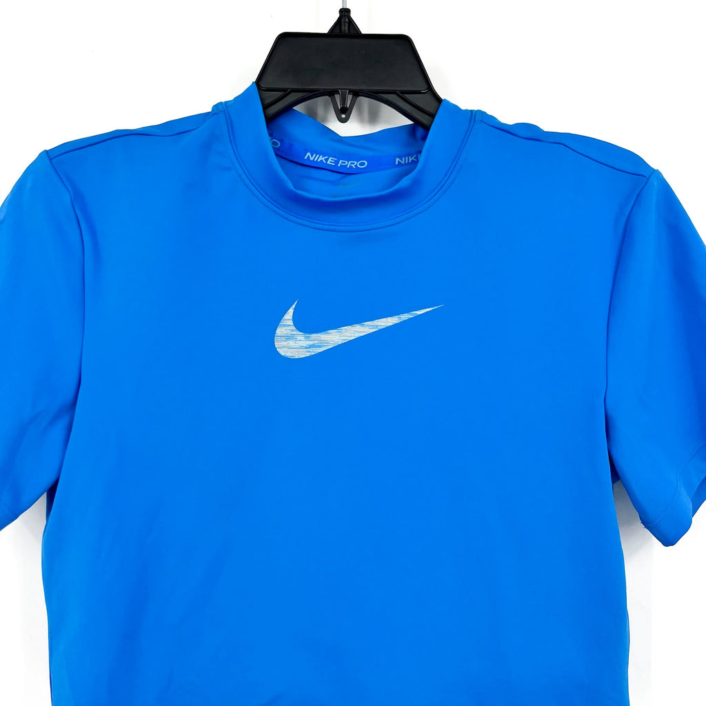 NIKE PRO Women's Dri-FIT Short-Sleeve Cropped Top Medium Royal Blue Tshirt NWT