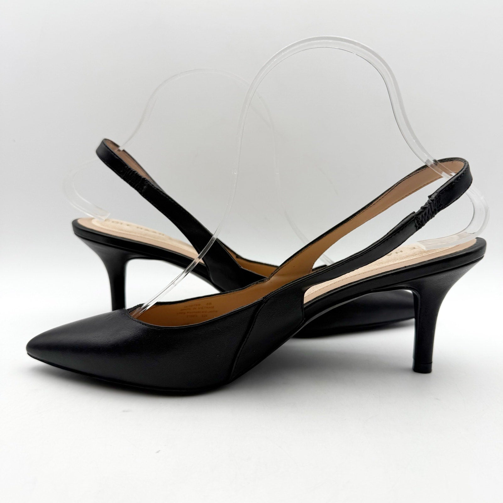 Cole Haan Womens The Go-To Slingback Pump US 8 B Black Leather Lizard Print NWOB