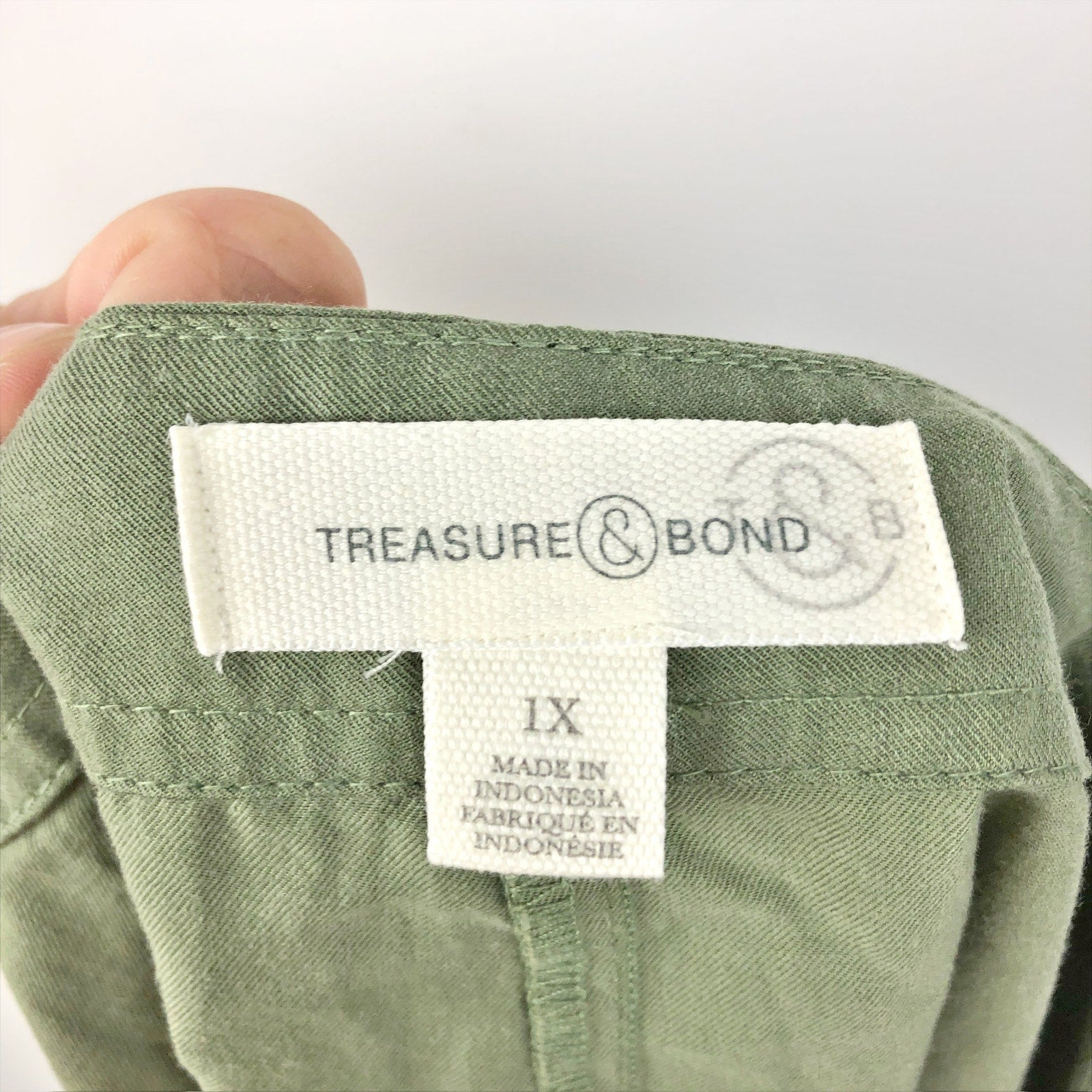 TREASURE & BOND Mini Skirt 2X Olive Green Pocket Block Button Up NWOT