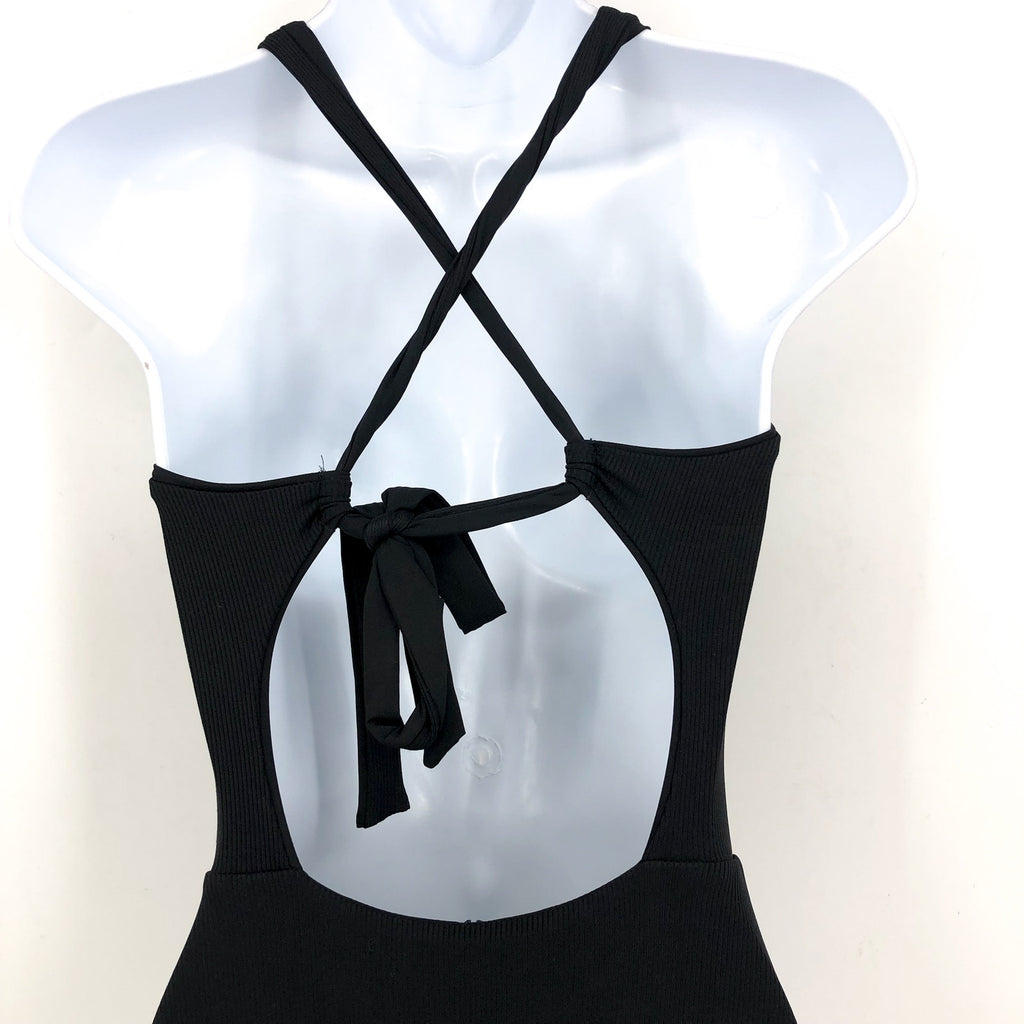 BECCA Women's Modern Edge One Piece Swimsuit Medium Black Square Buckle NWT