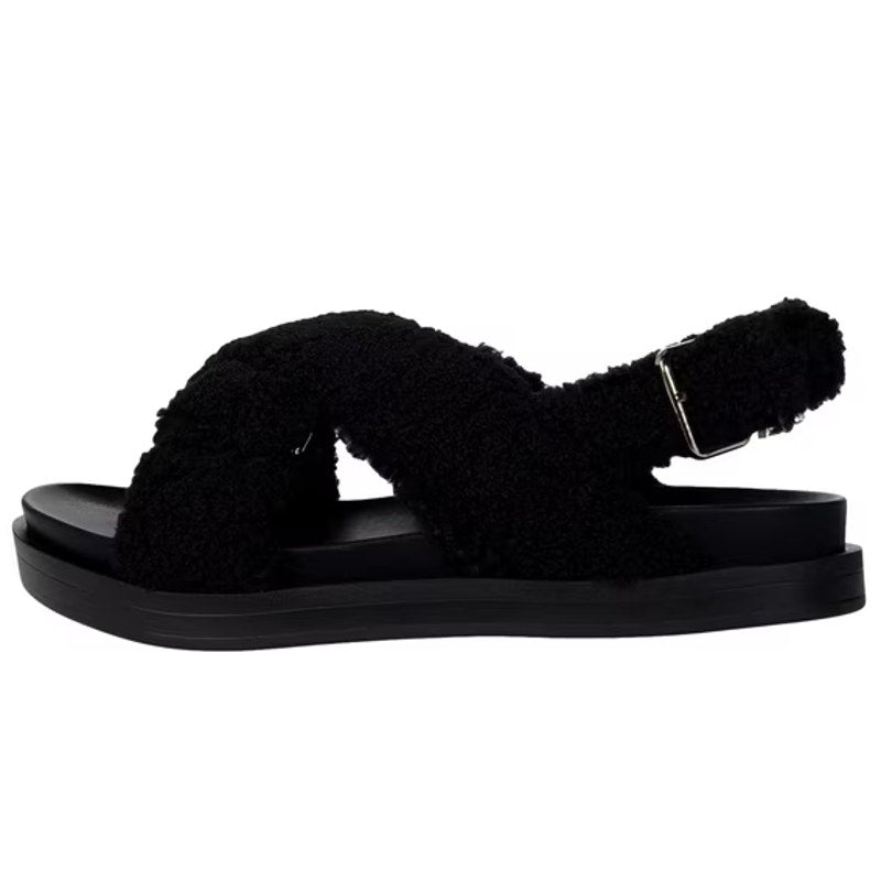 Aerosoles Womens Loma Slippers Size 6.5 M Black Vegan Shearling NIB