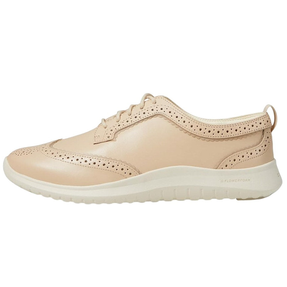 Cole Haan Women Zerogrand Meritt Wing Tip Oxford Shoe US 7.5 M Beige Leather NIB