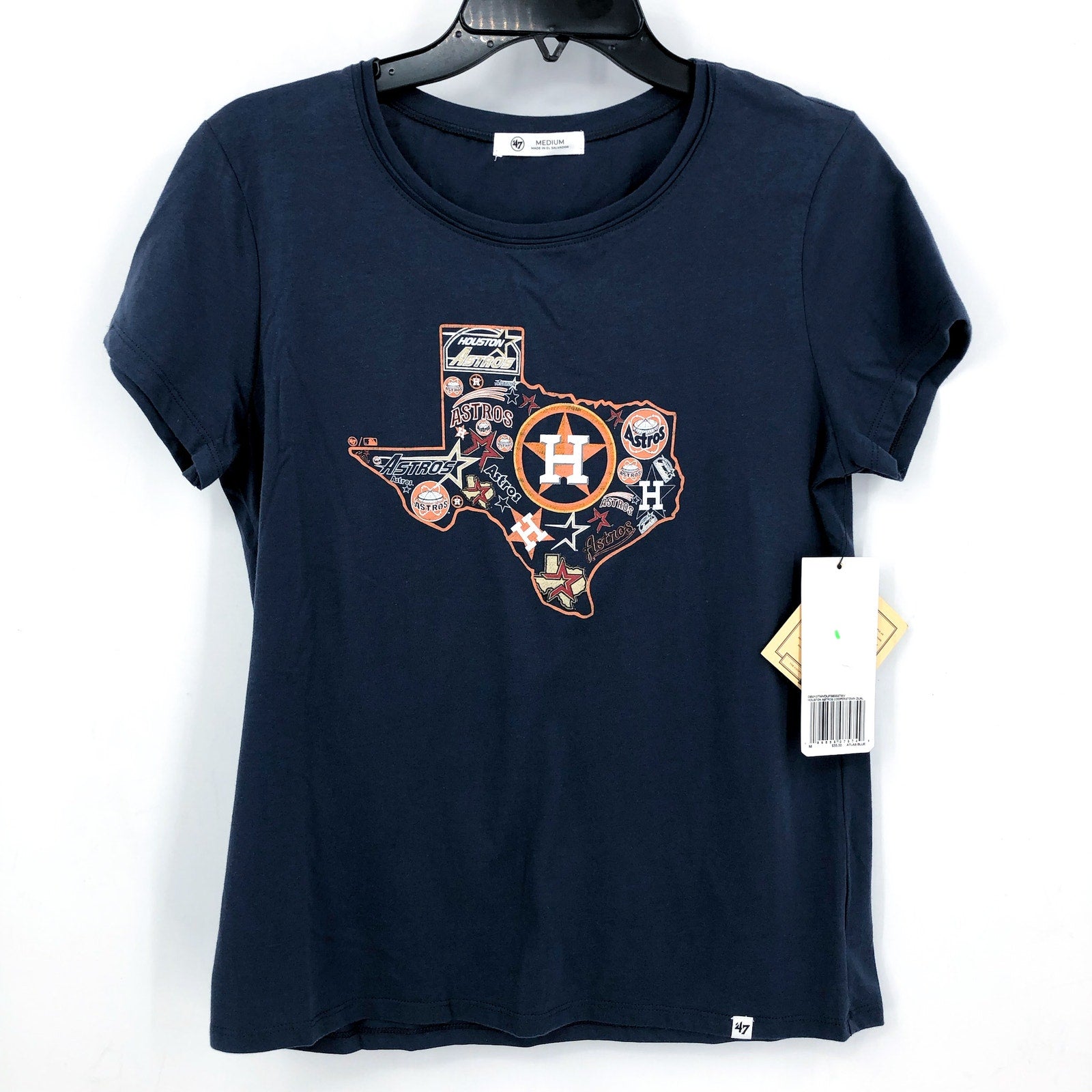 47 BRAND Womens MLB Houston Astros Cooperstown Dual Club T-Shirt Medium Blue NWT