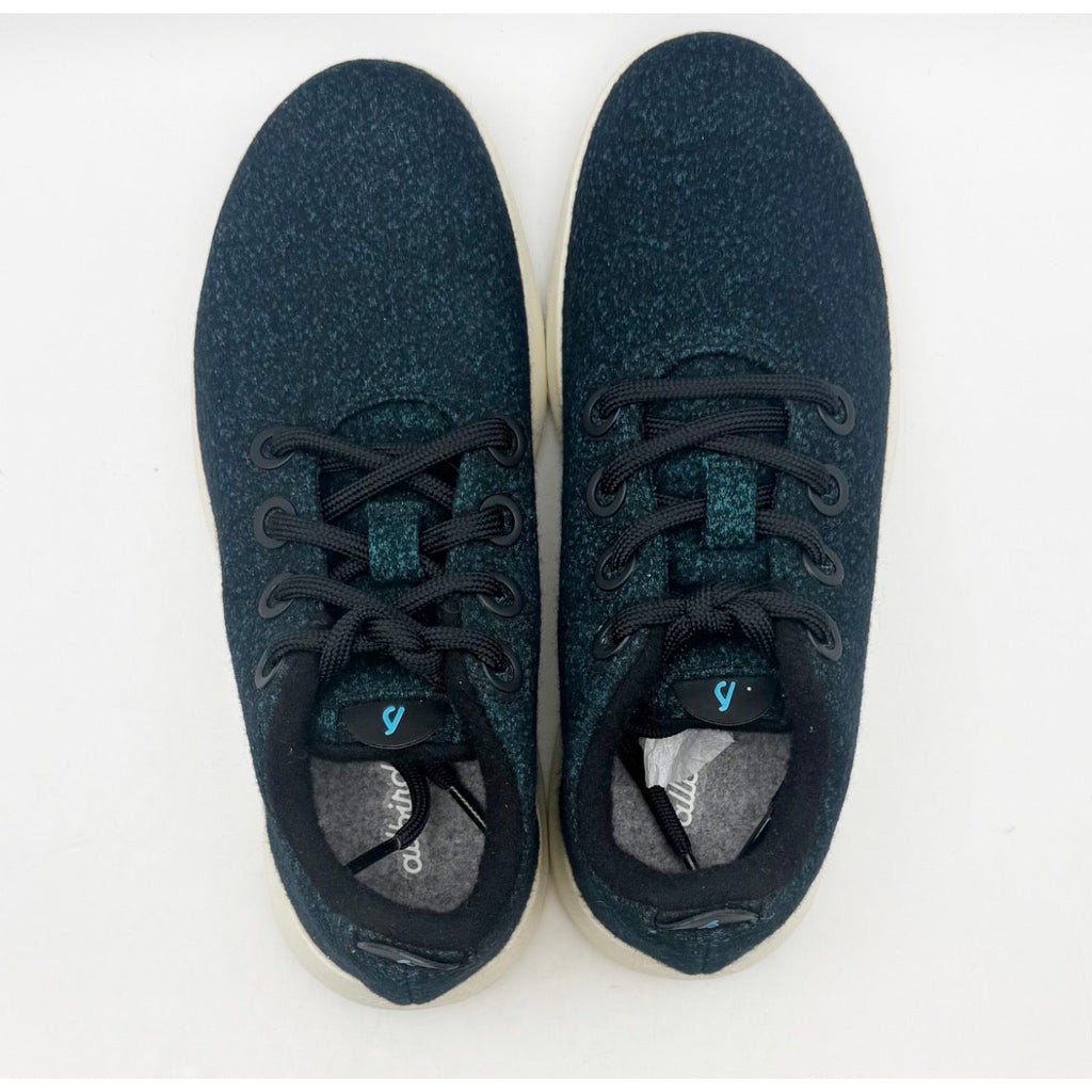 ALLBIRDS Womens Wool Runner Mizzle Shoes Size 7 Black Teal Water Repellent NWOB