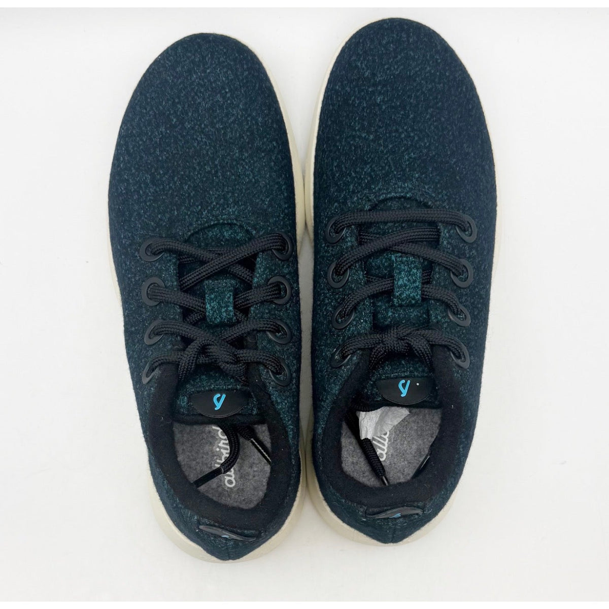 ALLBIRDS Womens Wool Runner Mizzle Shoes Size 7 Black Teal Water Repellent NWOB