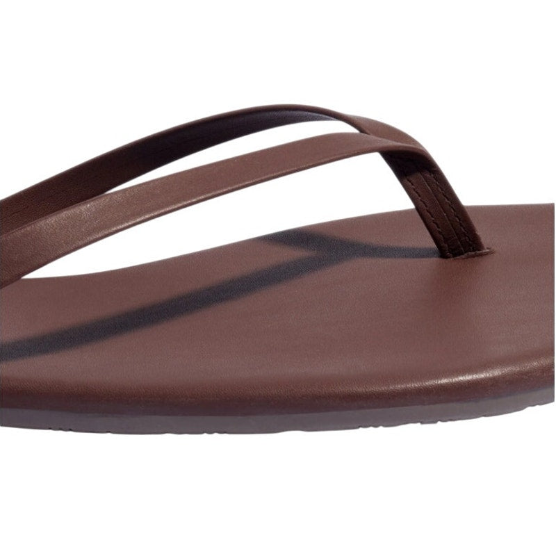 TKEES Womens Lily Square Toe Flip Flop Sandals US 5 B EU 36 Brown Leather NWOB