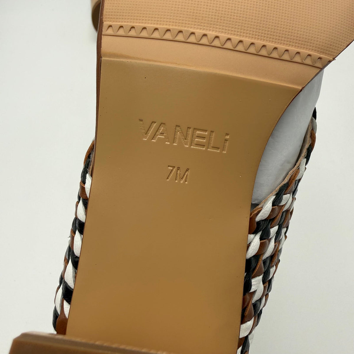 Vaneli Womens Cadmus Woven Slingback Sandals Size 7 Brown Block Heel NIB