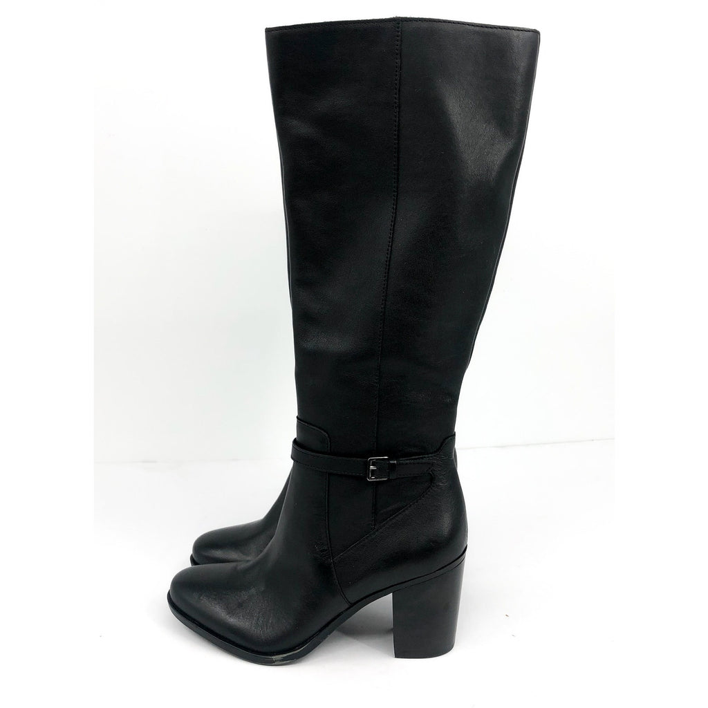 NATURALIZER Women's Kalina Boot 7.5 Wide WIDE CALF Black Leather Knee High NWOB