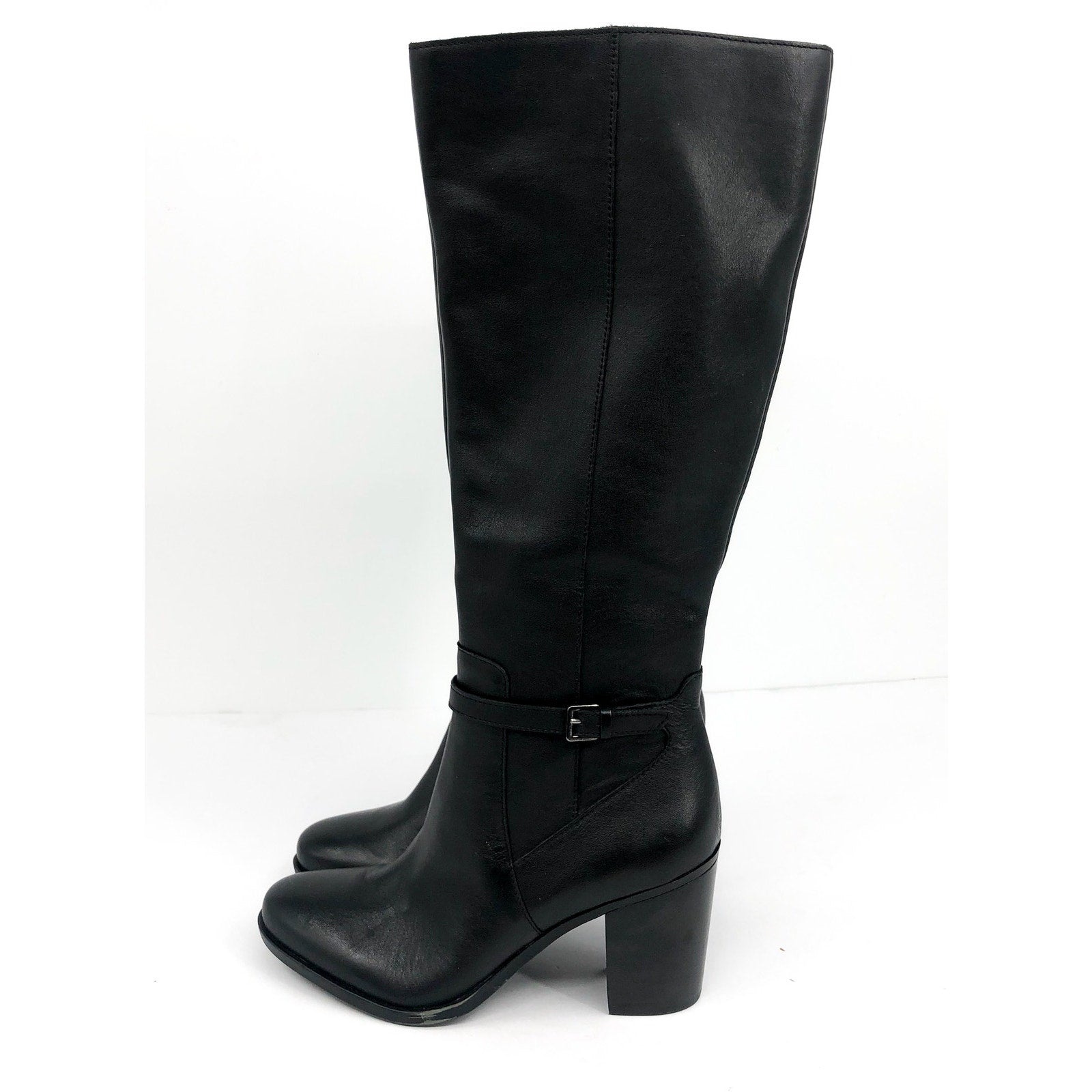 NATURALIZER Women's Kalina Boot 7.5 Wide WIDE CALF Black Leather Knee High NWOB