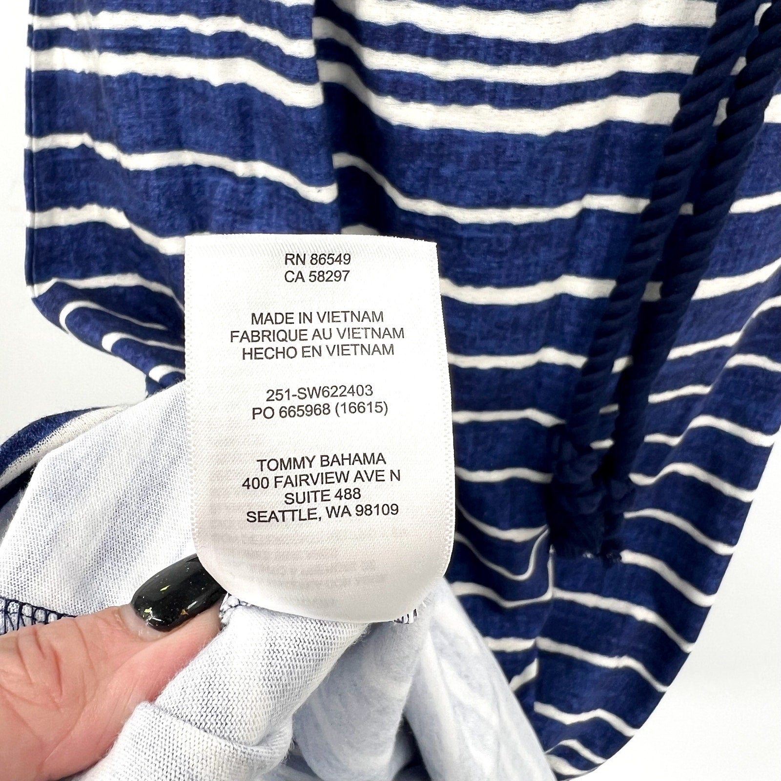 TOMMY BAHAMA Coastal Chalet Midi Dress Small Blue White Stripe Belt Knit NWT