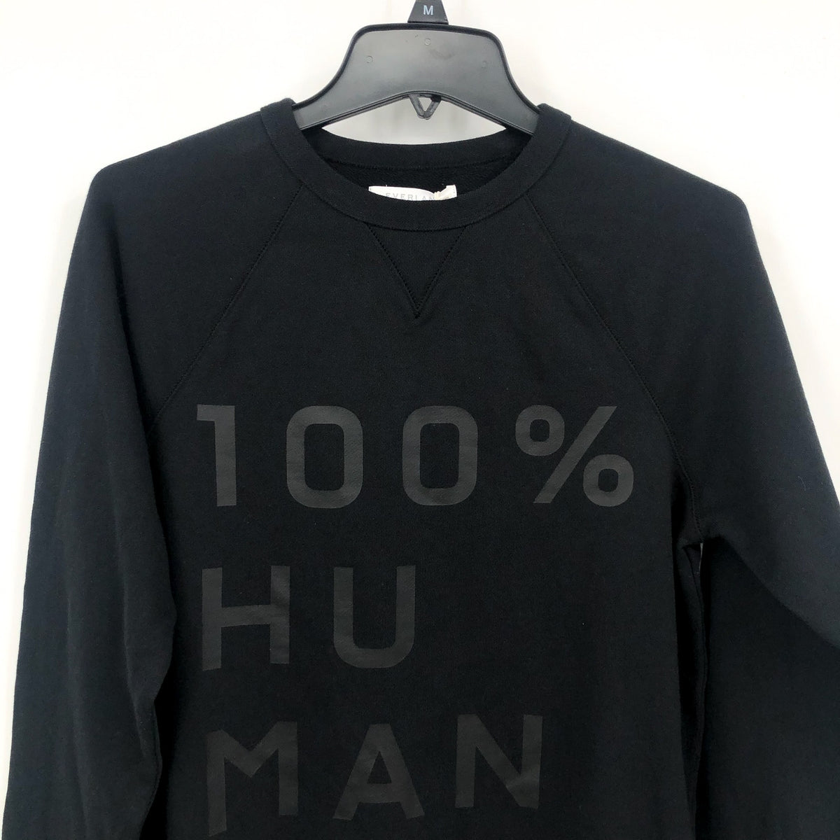 EVERLANE Unisex French Terry Sweatshirt XS Black 100% Human Typography NWT