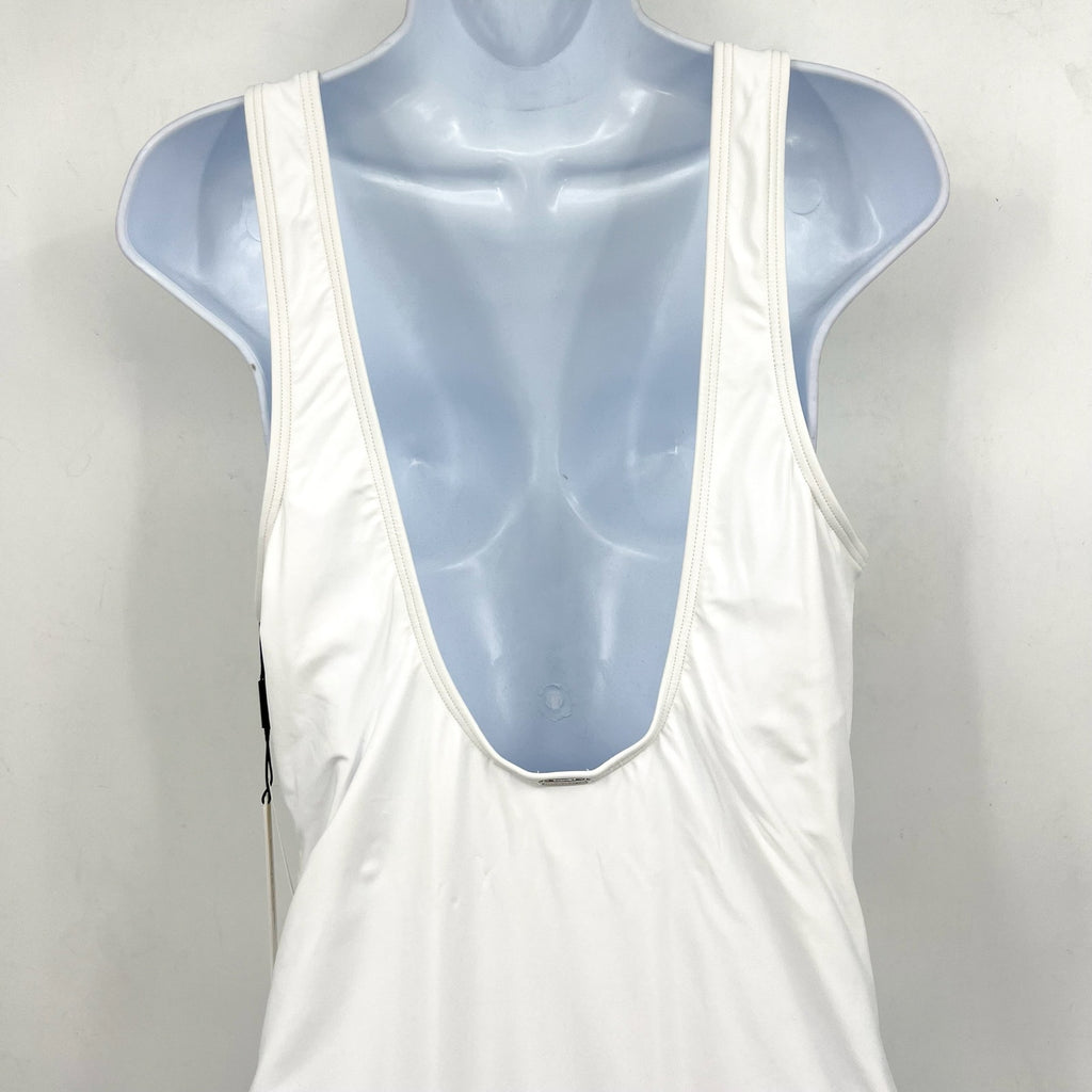 CALVIN KLEIN Women's High Neck Cutout One Piece Swimsuit Size 14 White NWT