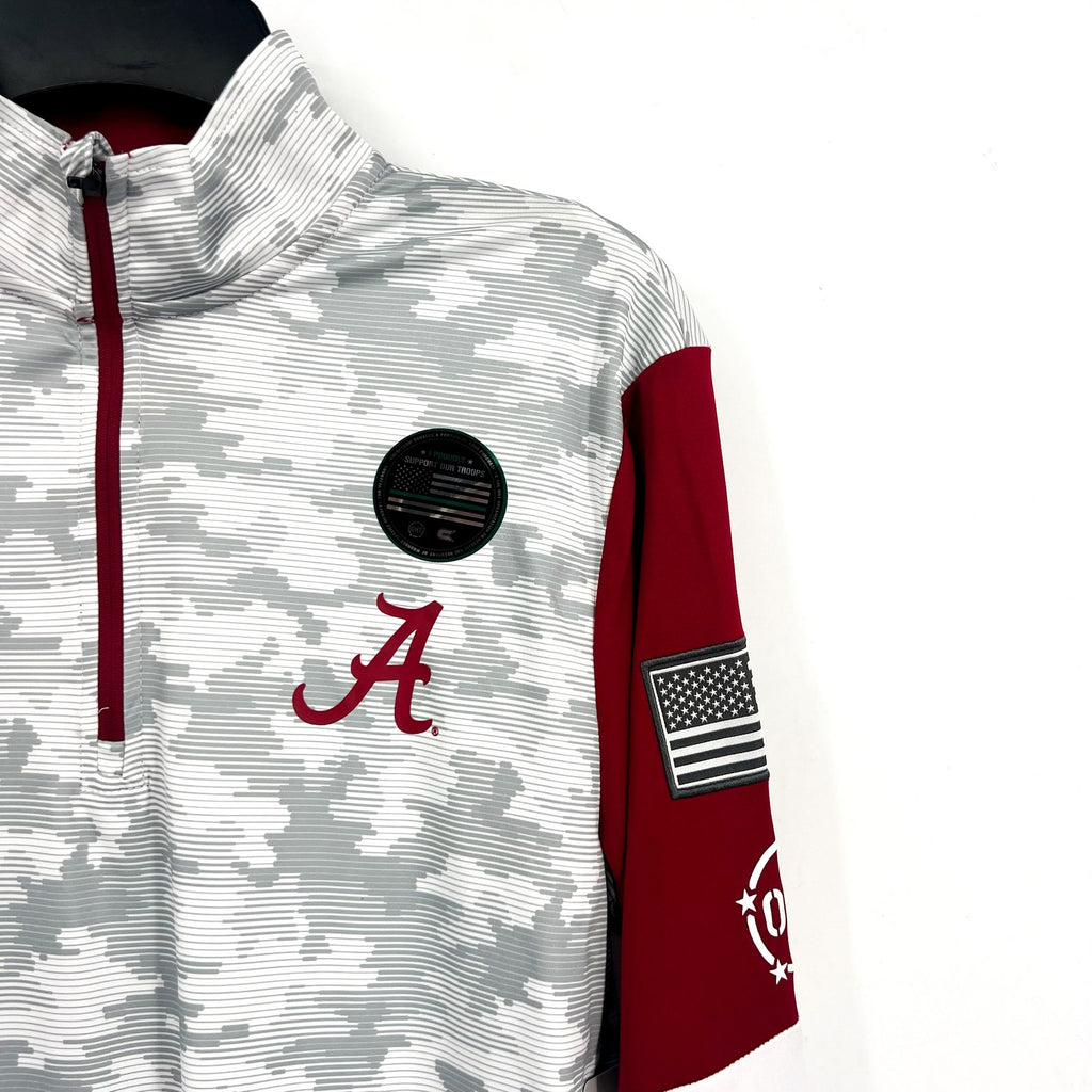 COLOSSEUM Camo Alabama Crimson Tide Quarter-Zip Windshirt Small Grey Red NWT