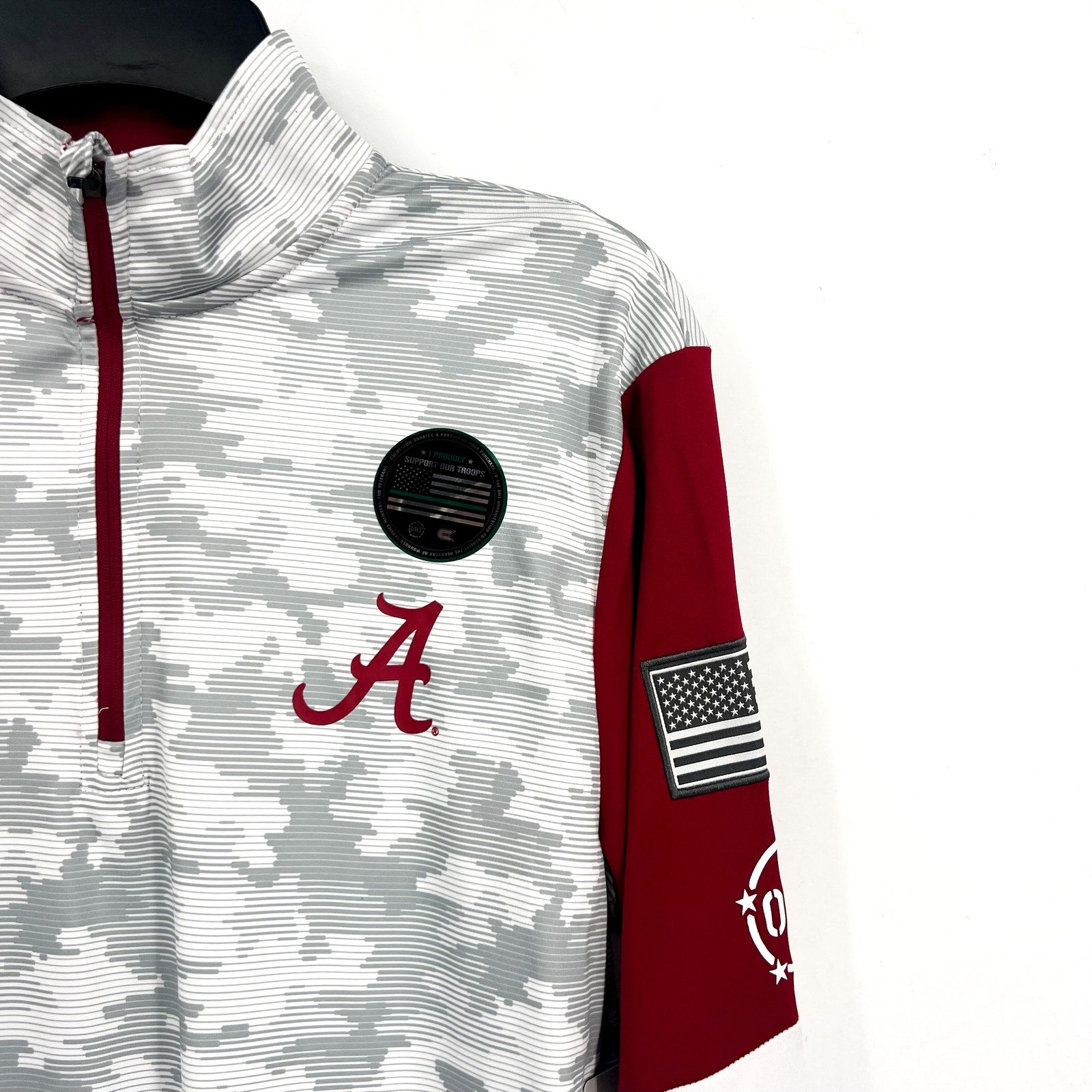 COLOSSEUM Camo Alabama Crimson Tide Quarter-Zip Windshirt Small Grey Red NWT